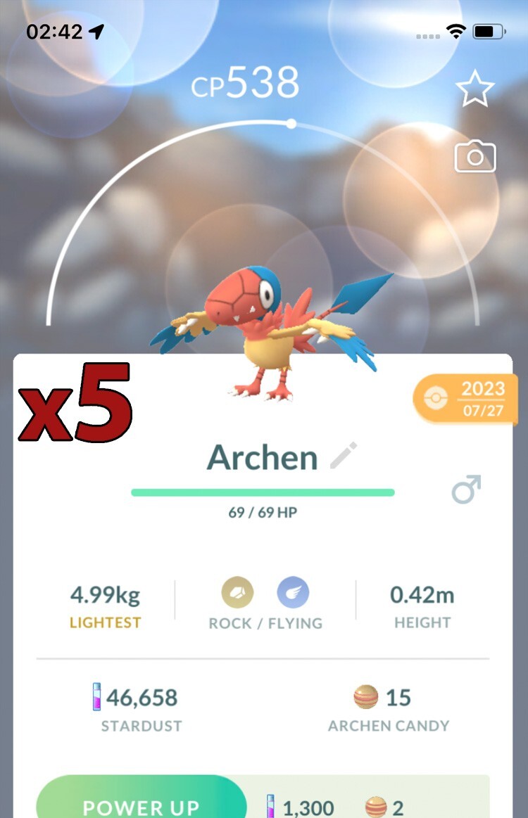 5x Archen Pokemon Bundle !! Good Chance of Lucky and Good IVs !! Go