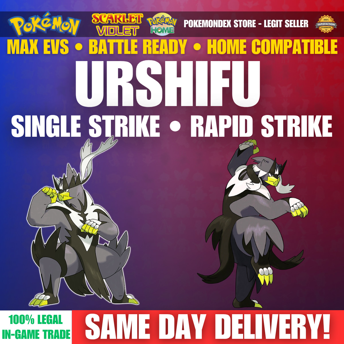 Pokemon SCARLET & VIOLET ✨URSHIFU RAPID STRIKE & SINGLE STRIKE ⭐️ BATTLE READY ⭐