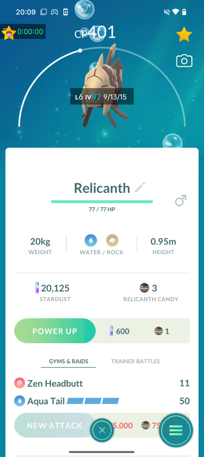 Pokemon Go PTC -Regional Non Shiny Relicanth- + 20k Stardust Tr@de