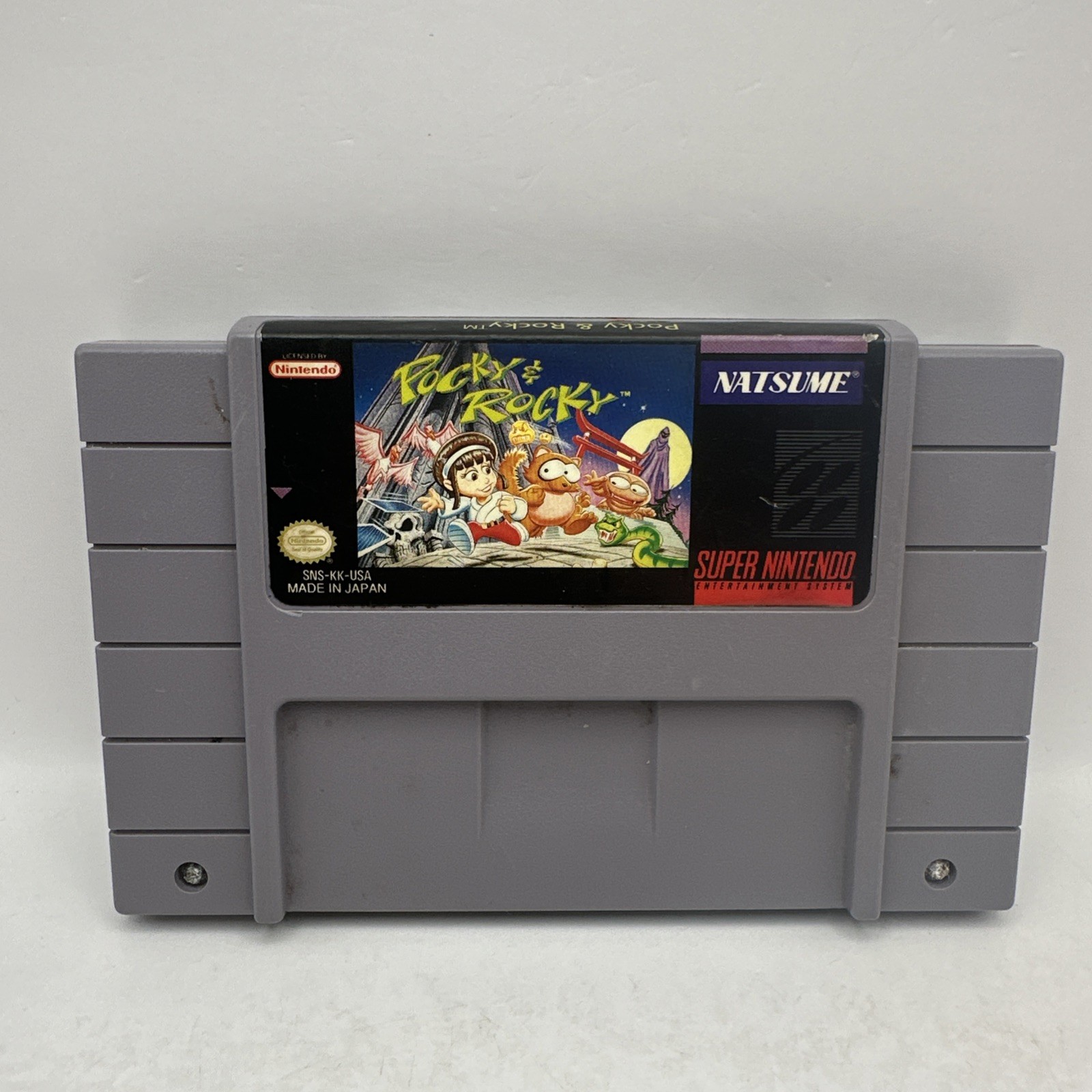 Pocky & Rocky Super Nintendo SNES 1992 Game Cartridge NATSUME