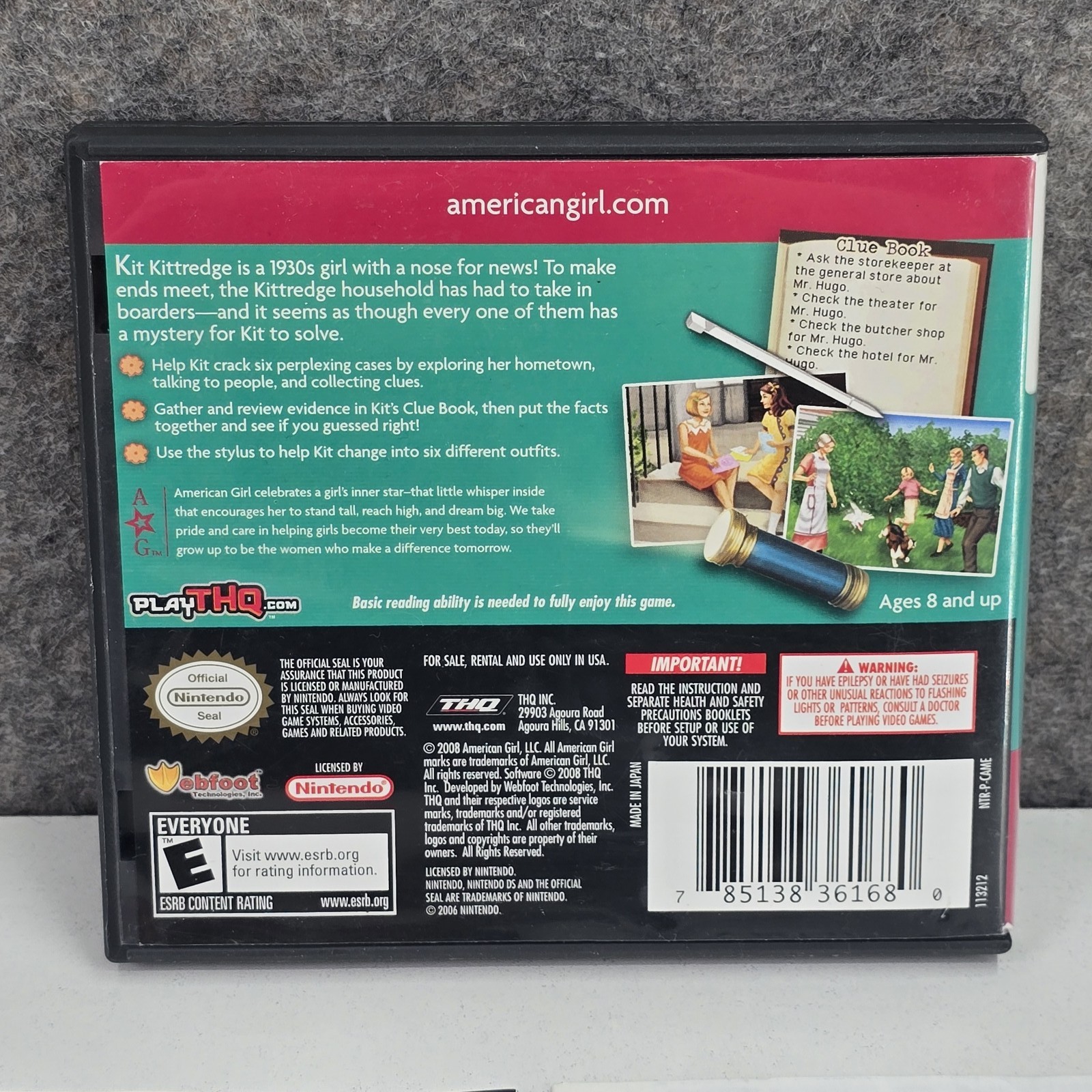American Girl Kit Mystery Challenge! Nintendo DS (DS, 2006) CIB Complete THQ