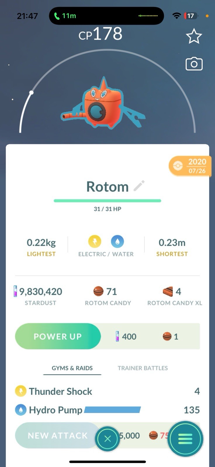 Pokémon Go Washer Rotom – Trade 20k stardust