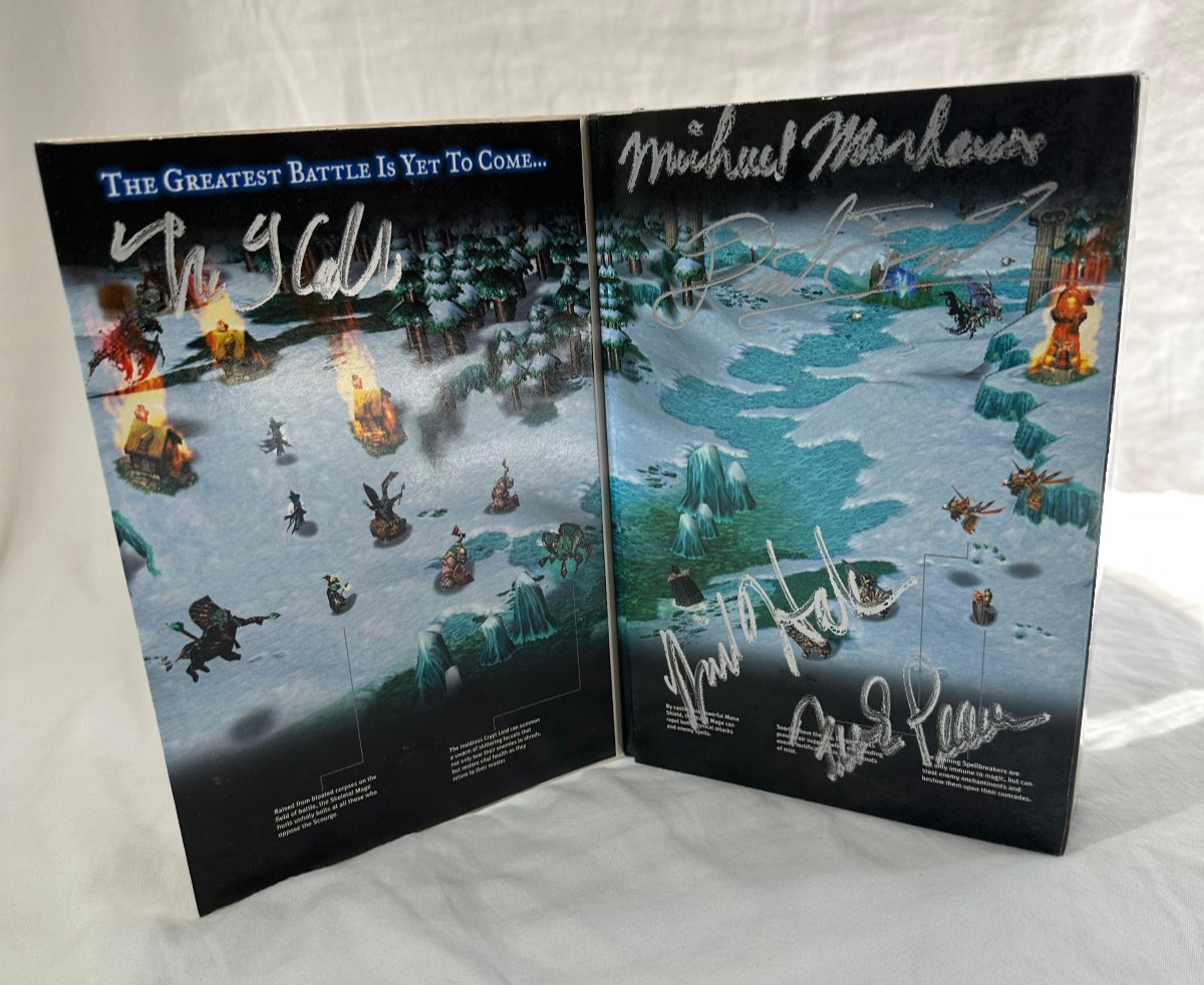 SIGNED Warcraft III 3: The Frozen Throne NIB w/ RELEASE EVENT T-SHIRT, POSTER