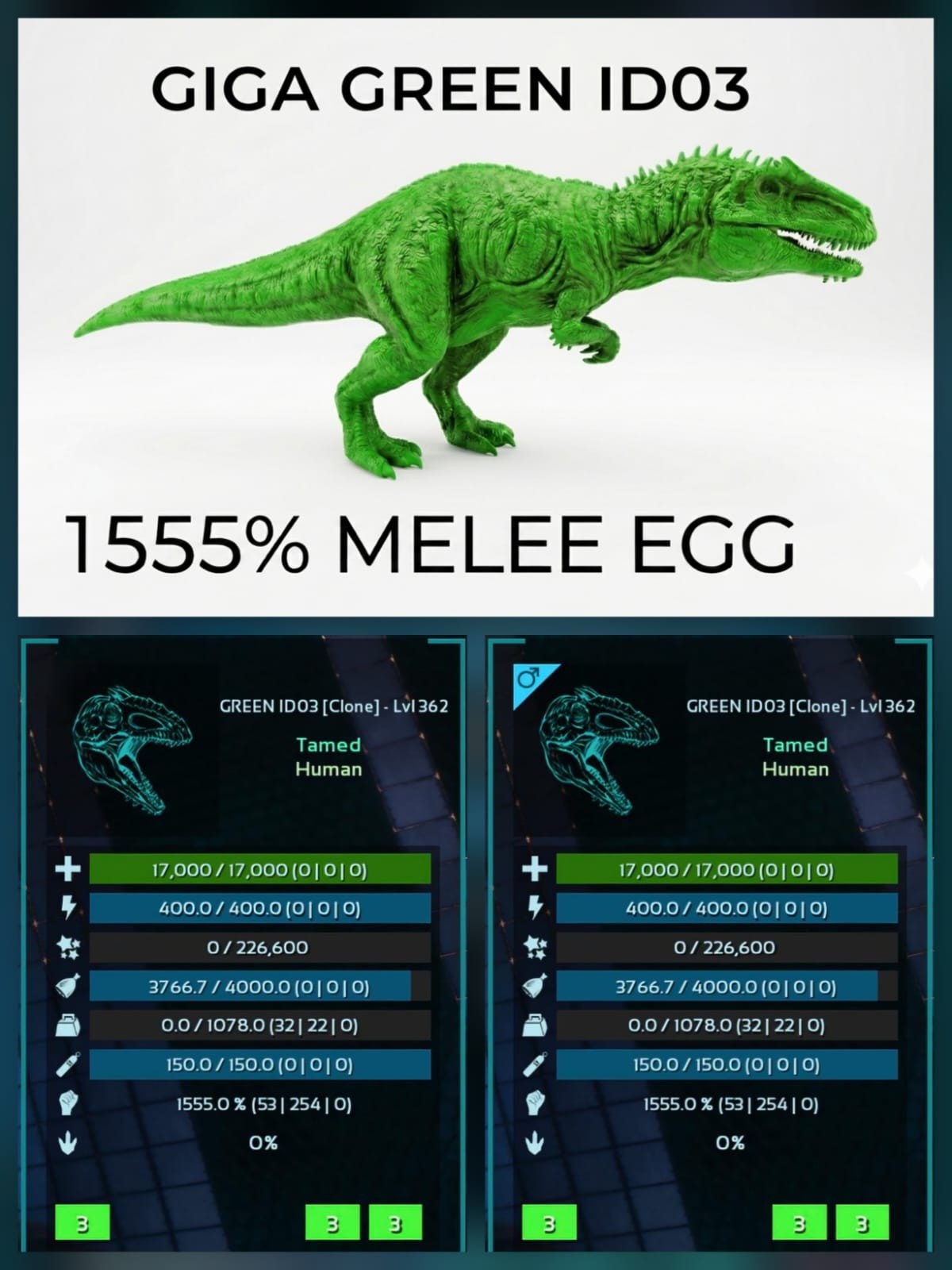 Giga Top Stats – EGG PAIR – Ark Survival Ascended Official PVE PC/XBOX/PS5