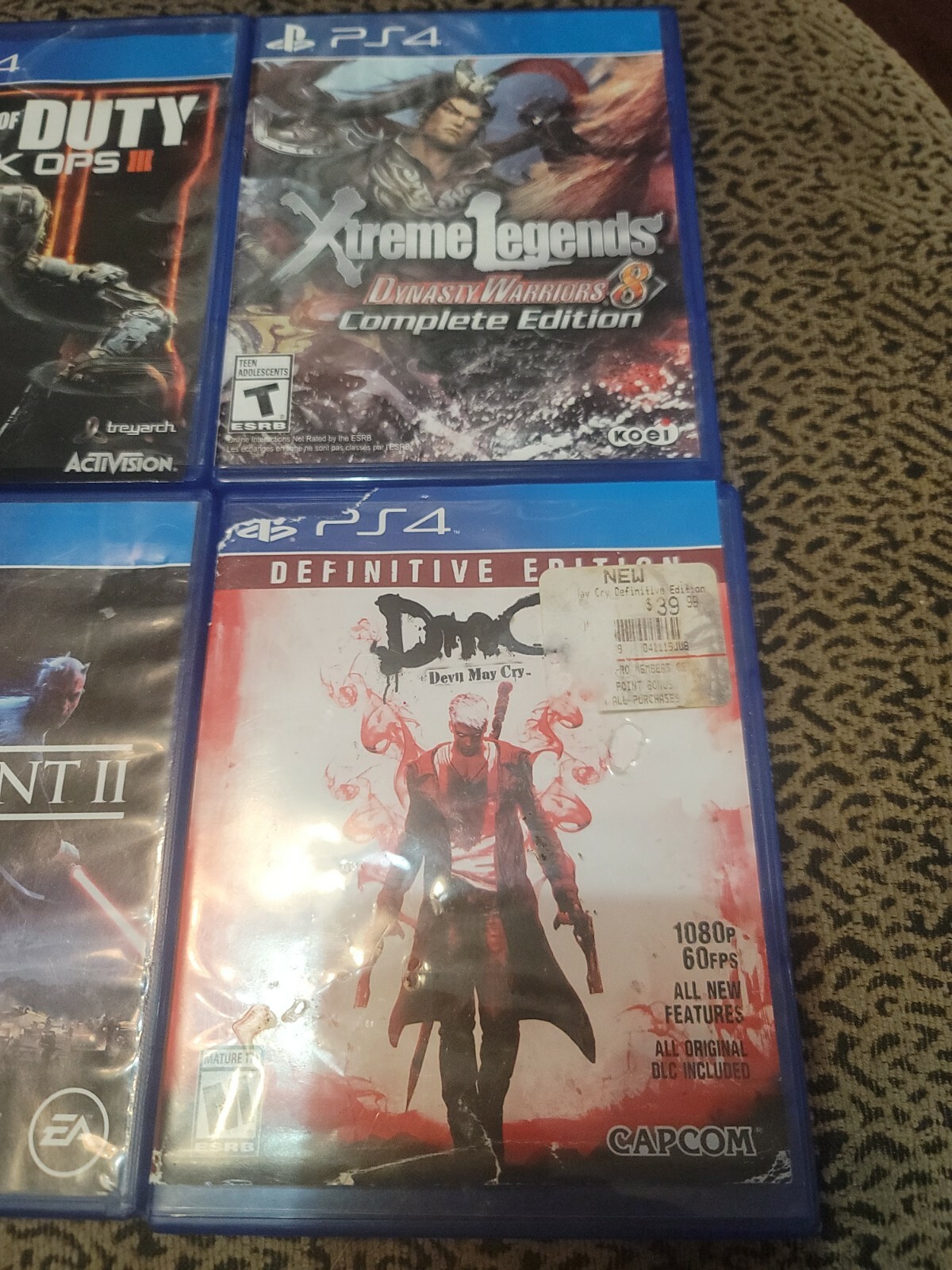 Lot ps4 Black Ops 3 Dynasty Warrior 8 Battlefront 2 Devil may cry