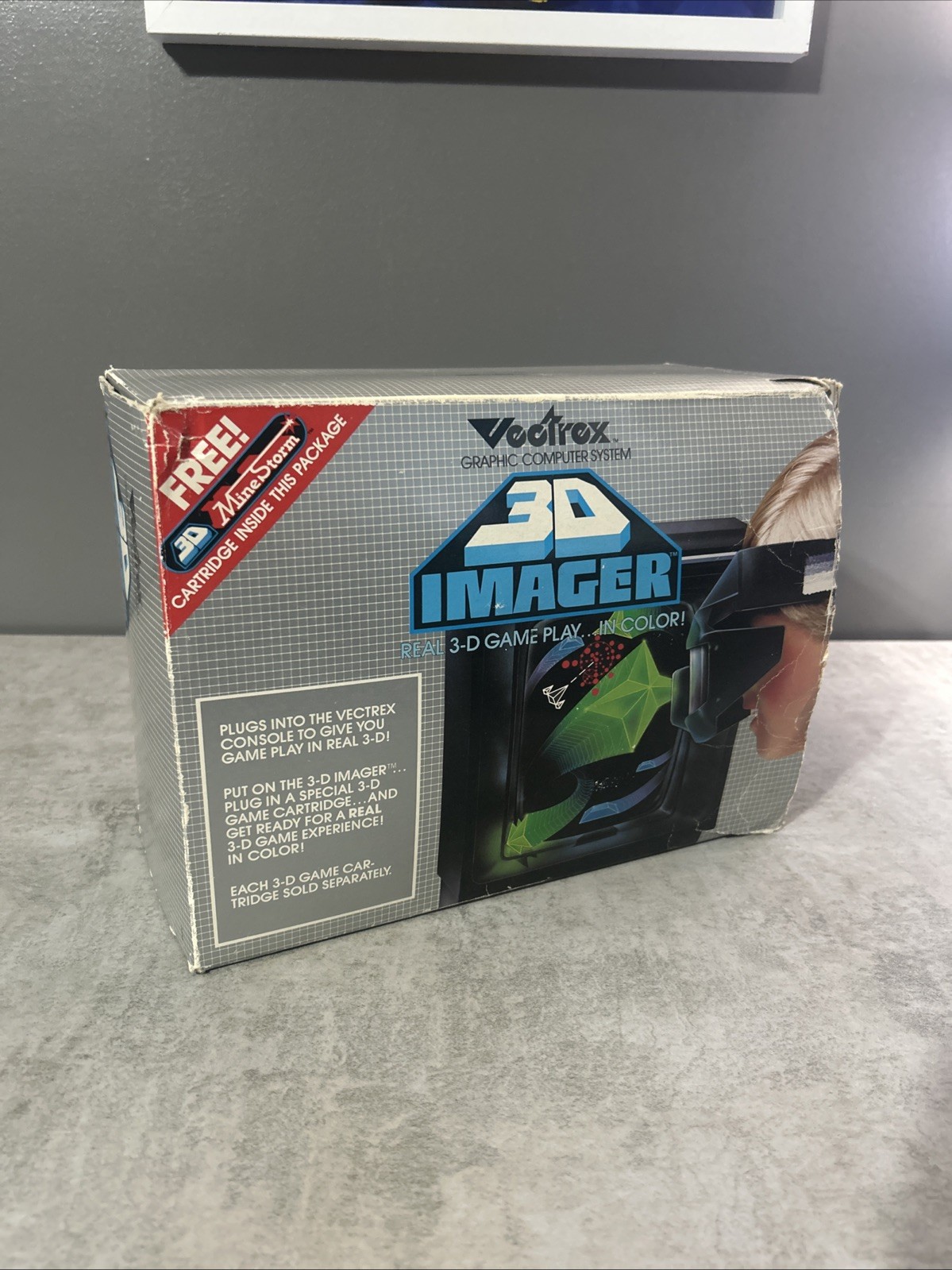 DEFECTIVE GCE Vectrex 3D Imager 1983 Rare with 3D MineStorm Complete CIB G3D