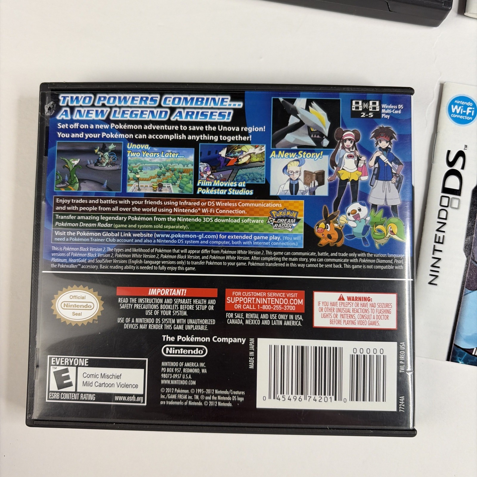 Pokemon Black 2 & Black Version Authentic Complete In Box Nintendo DS Bundle Lot