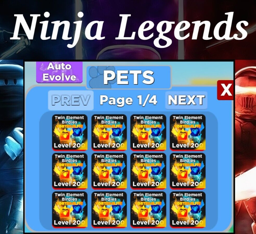 ROBLOX Ninja Legends Pets – Twin Element Birdies MAX OUT x2 [Fast & Secure]