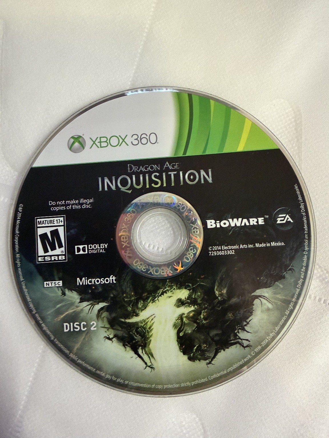 Dragon Age Inquisition Xbox 360 Video Game RPG Disc 2 NTSC