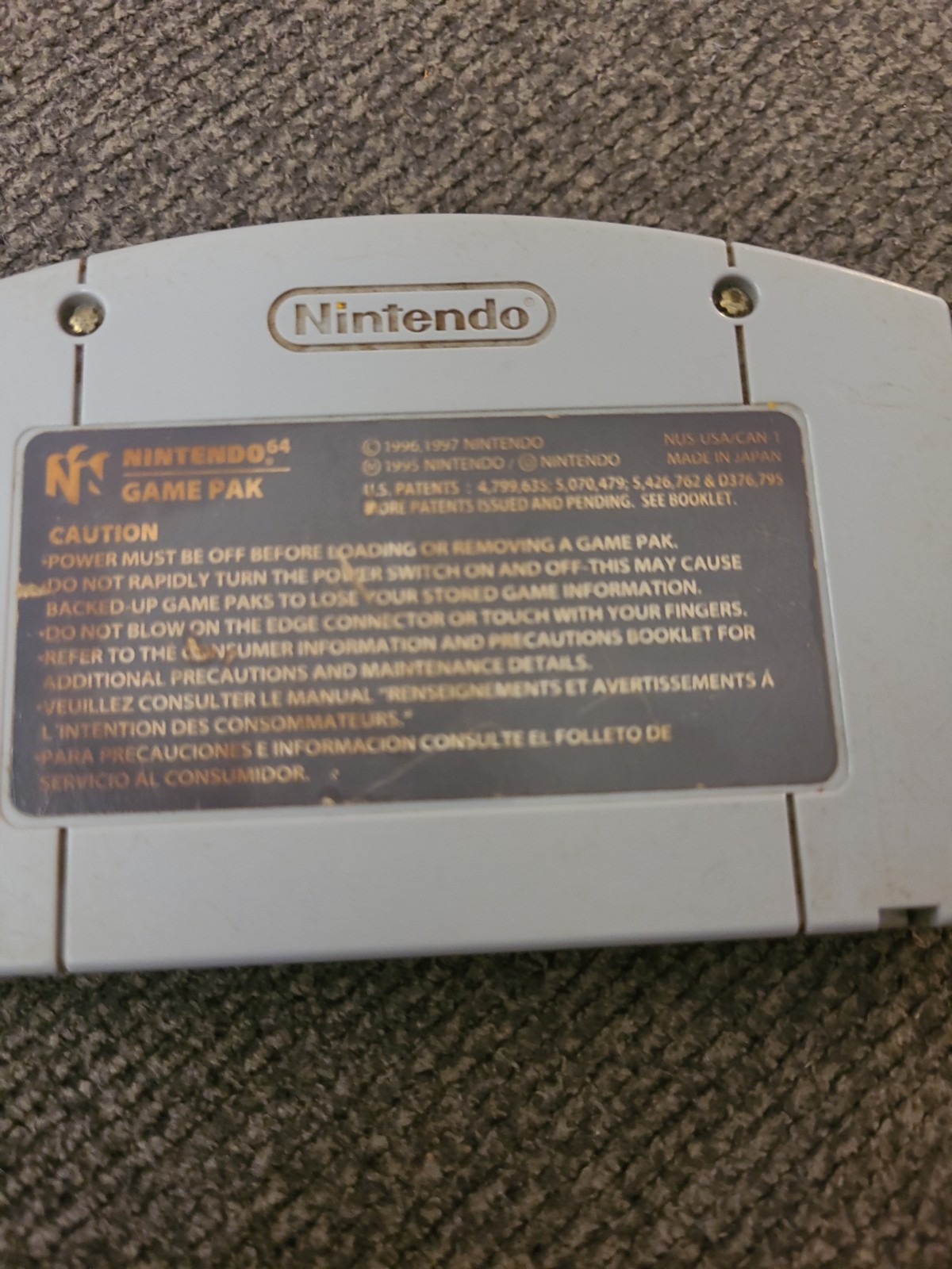 Super Mario 64 Nintendo 64 Video Game Cartridge. S1