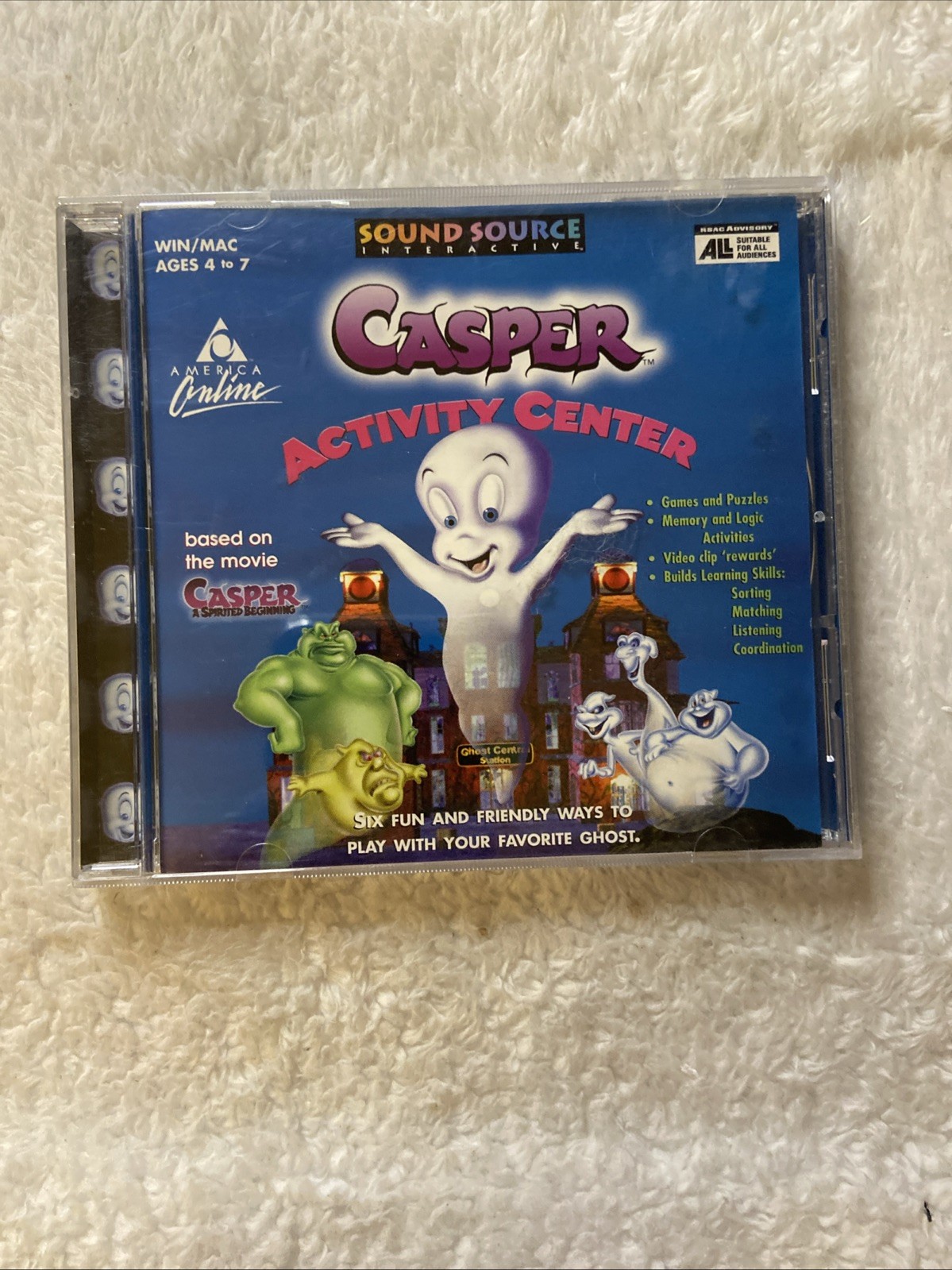 Casper Animated Activity Center PC CD ROM Kids Game Win Mac Friendly Ghost