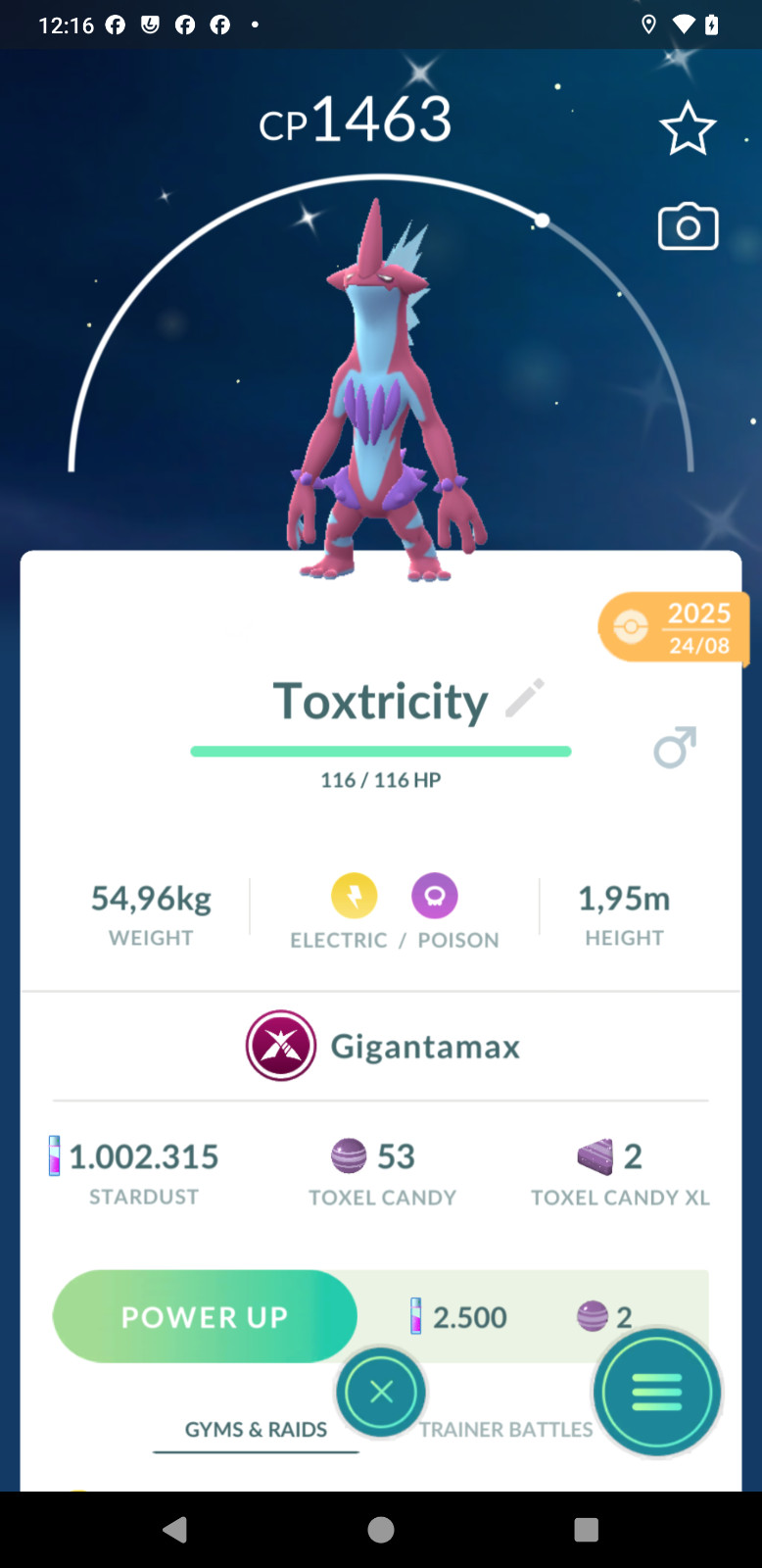 Shiny Gigantamax Toxtricity Low Key Form–1mill Star.d