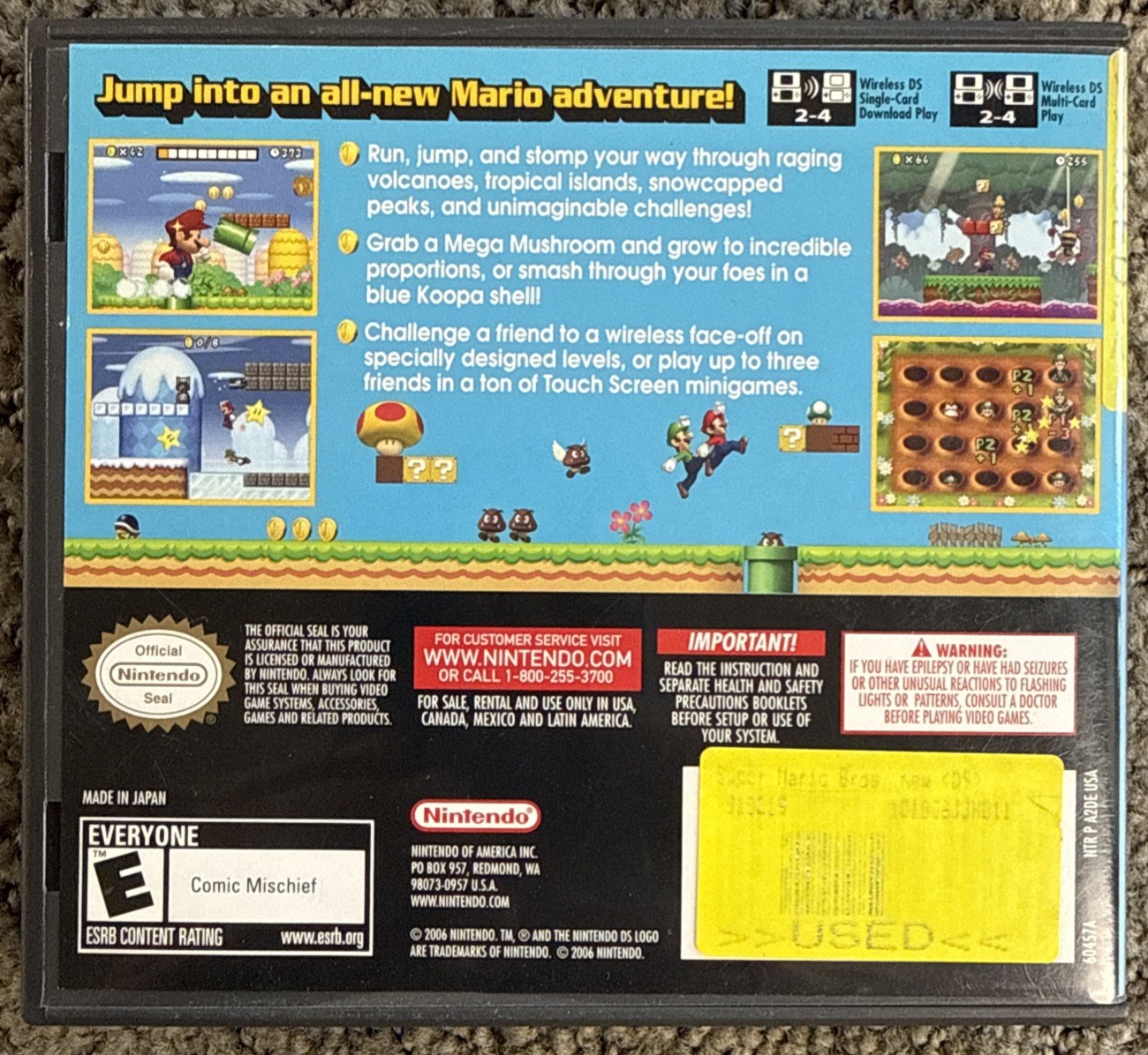 New Super Mario Bros Nintendo DS w Manual & Case Bundle Tested Authentic