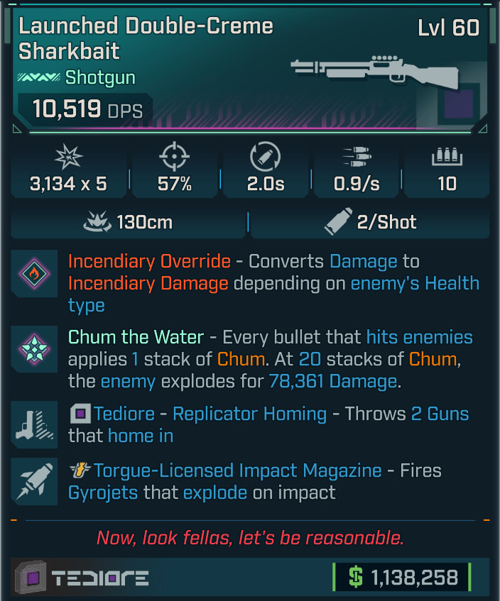 Borderlands 4⭐SHARKBAIT SHOTGUN⭐INCENDIARY OR⭐REPLI/ HOMING⭐TORGUE IMPACT⭐JAKOBS