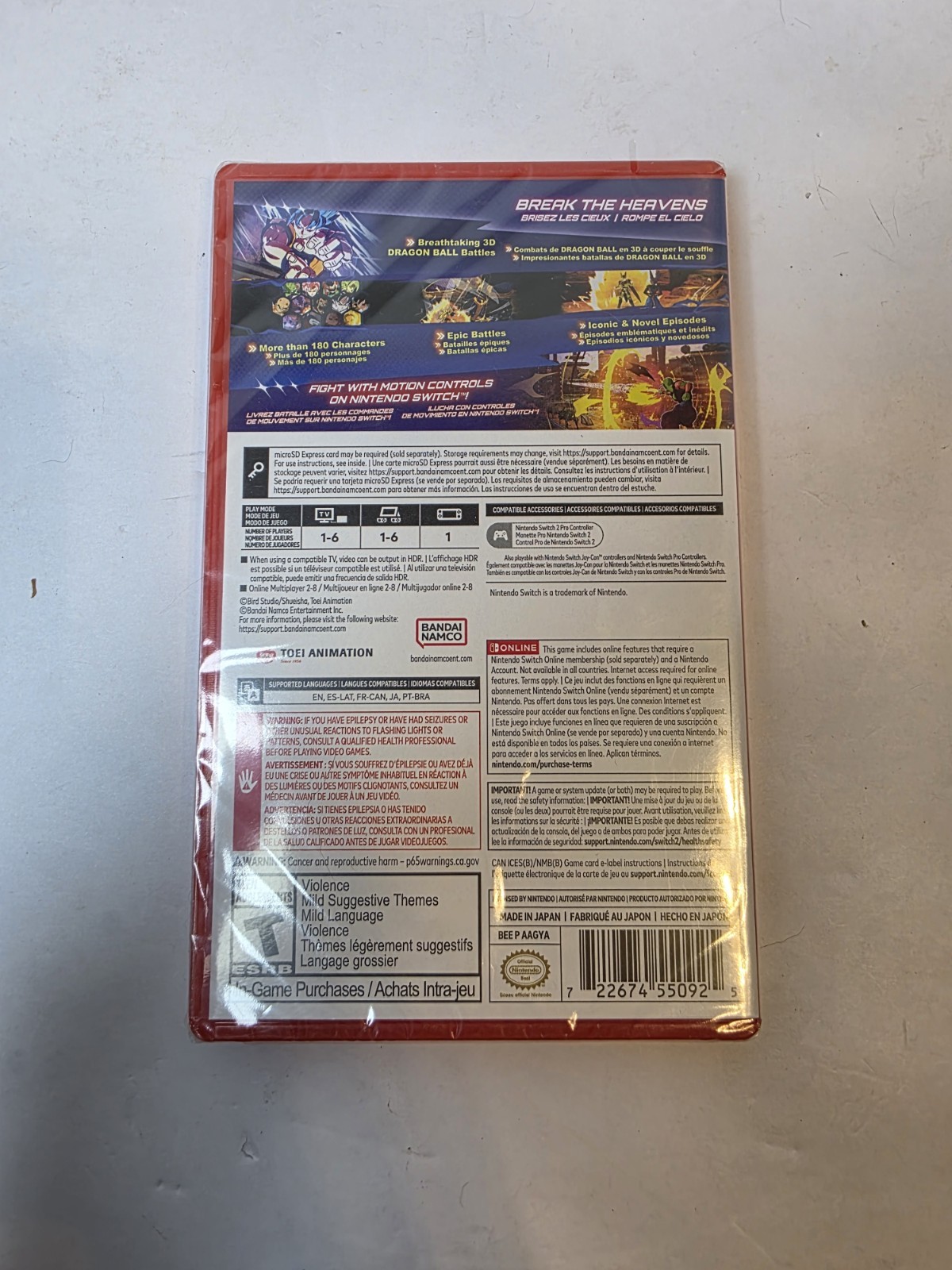 Dragon Ball Sparking! ZERO (Nintendo Switch 2 2025) Brand New Factory Sealed