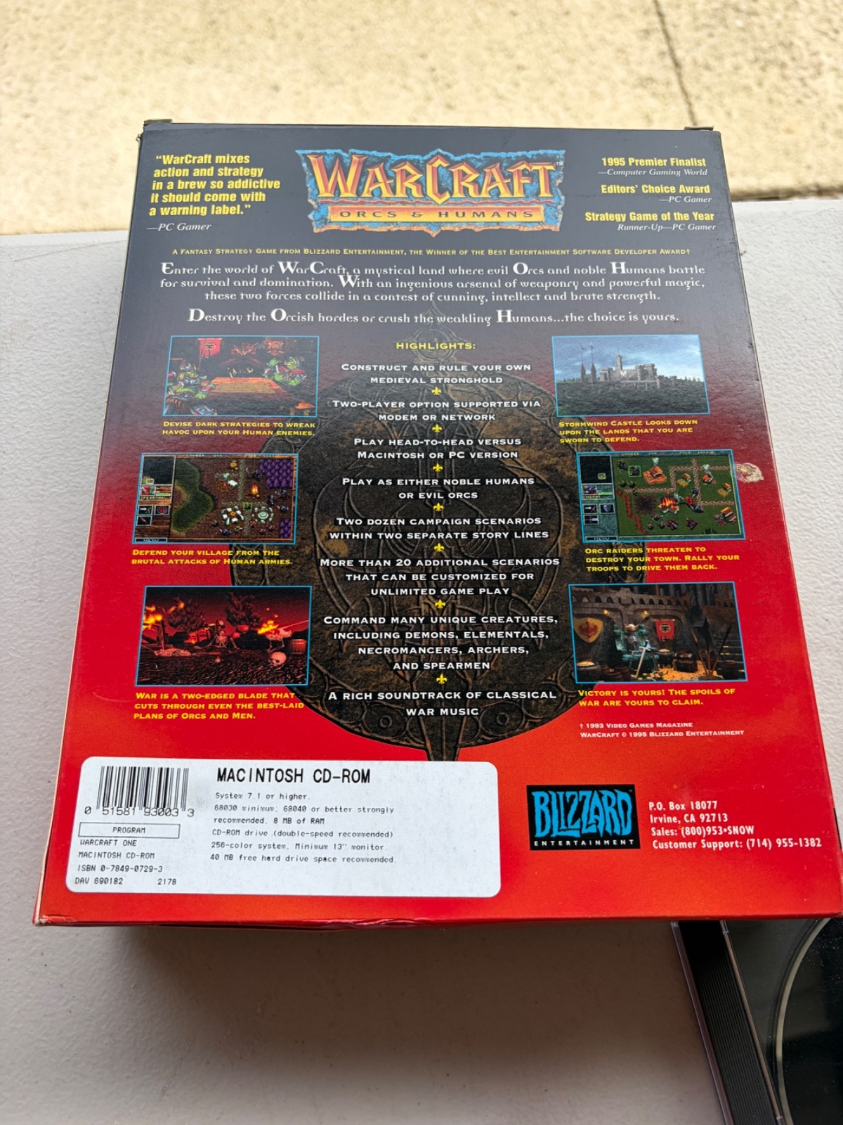 Warcraft: Orcs & Humans Big Box Mac Macintosh Game 1995 Blizzard Entertainment
