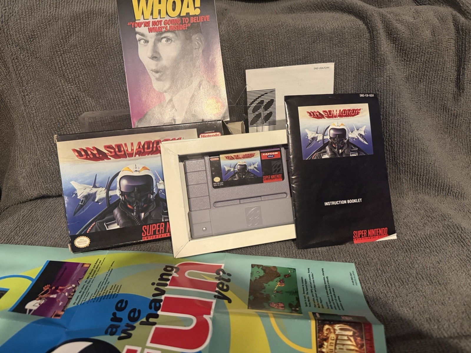 Un Squadron for Super Nintendo SNES Complete in Box With Manual,Promo Poster Etc