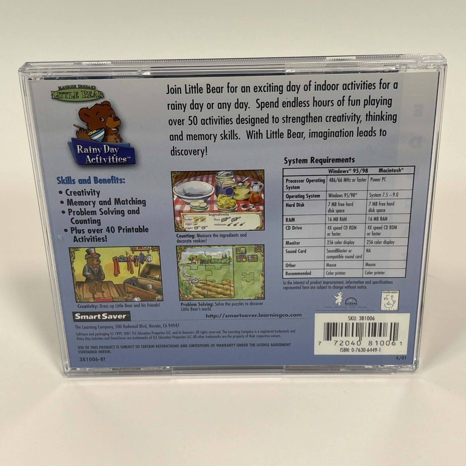 Little Bear Rainy Day Activities (Jewel Case) – PCMac – Video Game – Excellent