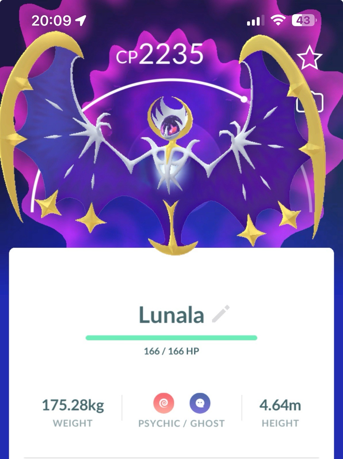 Lunala Pokemon Gen7 Go Same/30 Day Pokémon Alola Legendary Read Desc