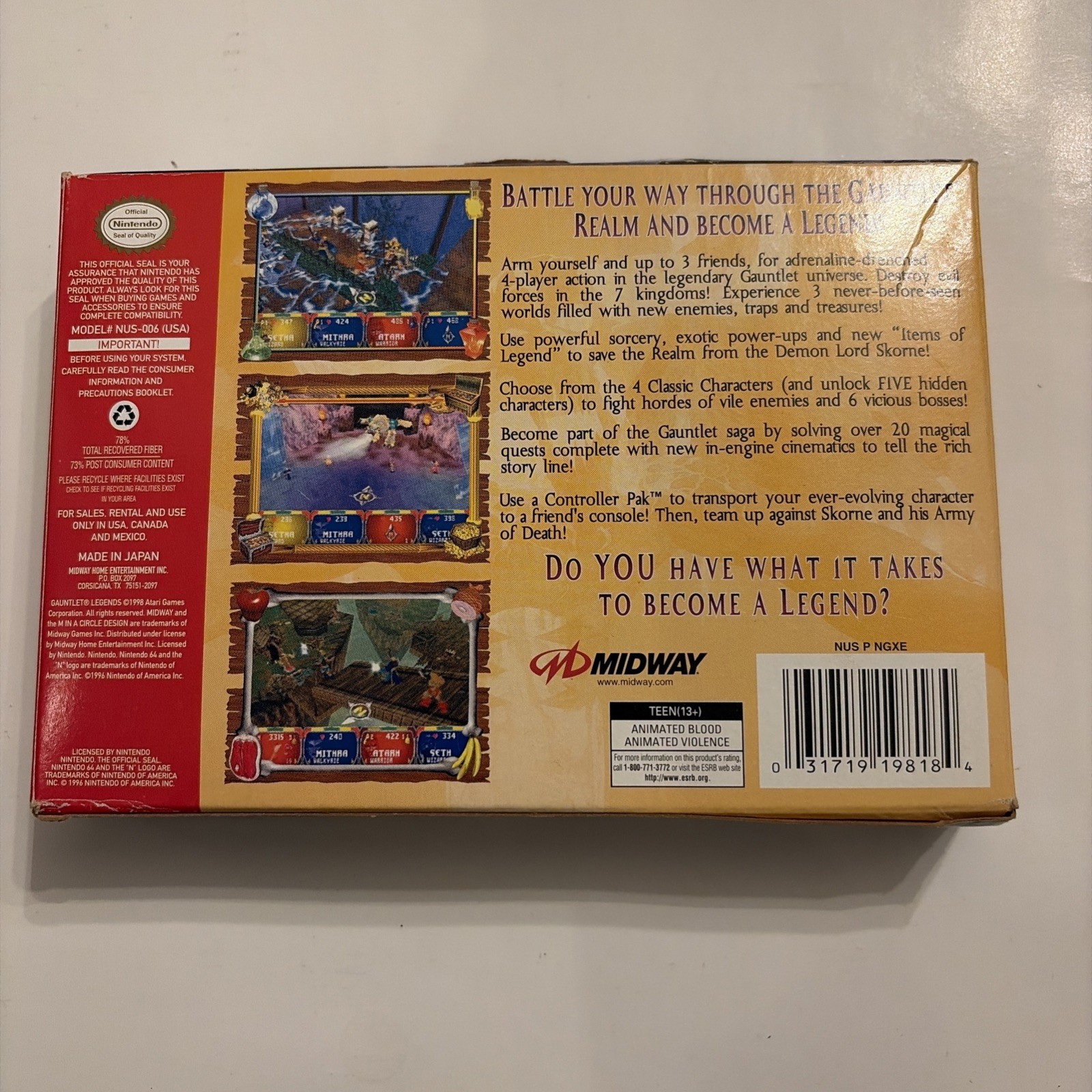 Gauntlet Legends – Nintendo 64 N64 – Authentic, Working, CIB