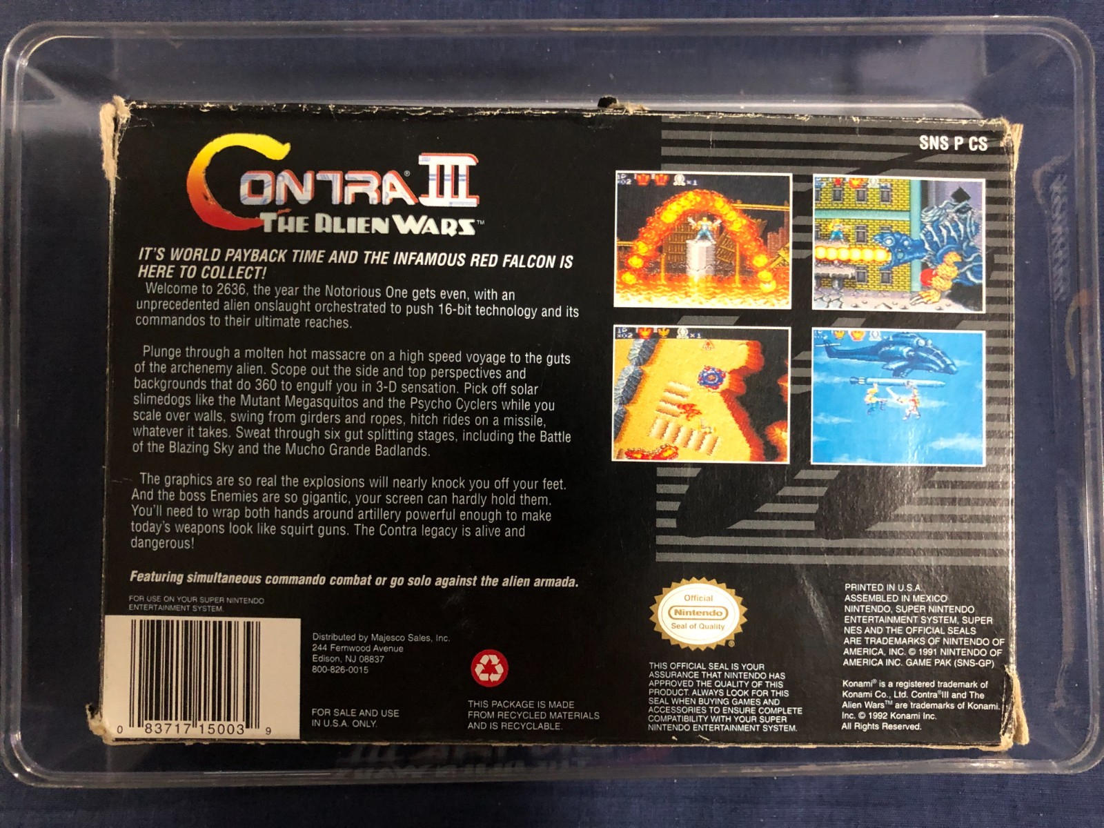 Contra 3 III: The Alien Wars (SNES) (Majesco) CIB Damaged Box, Working, Tested