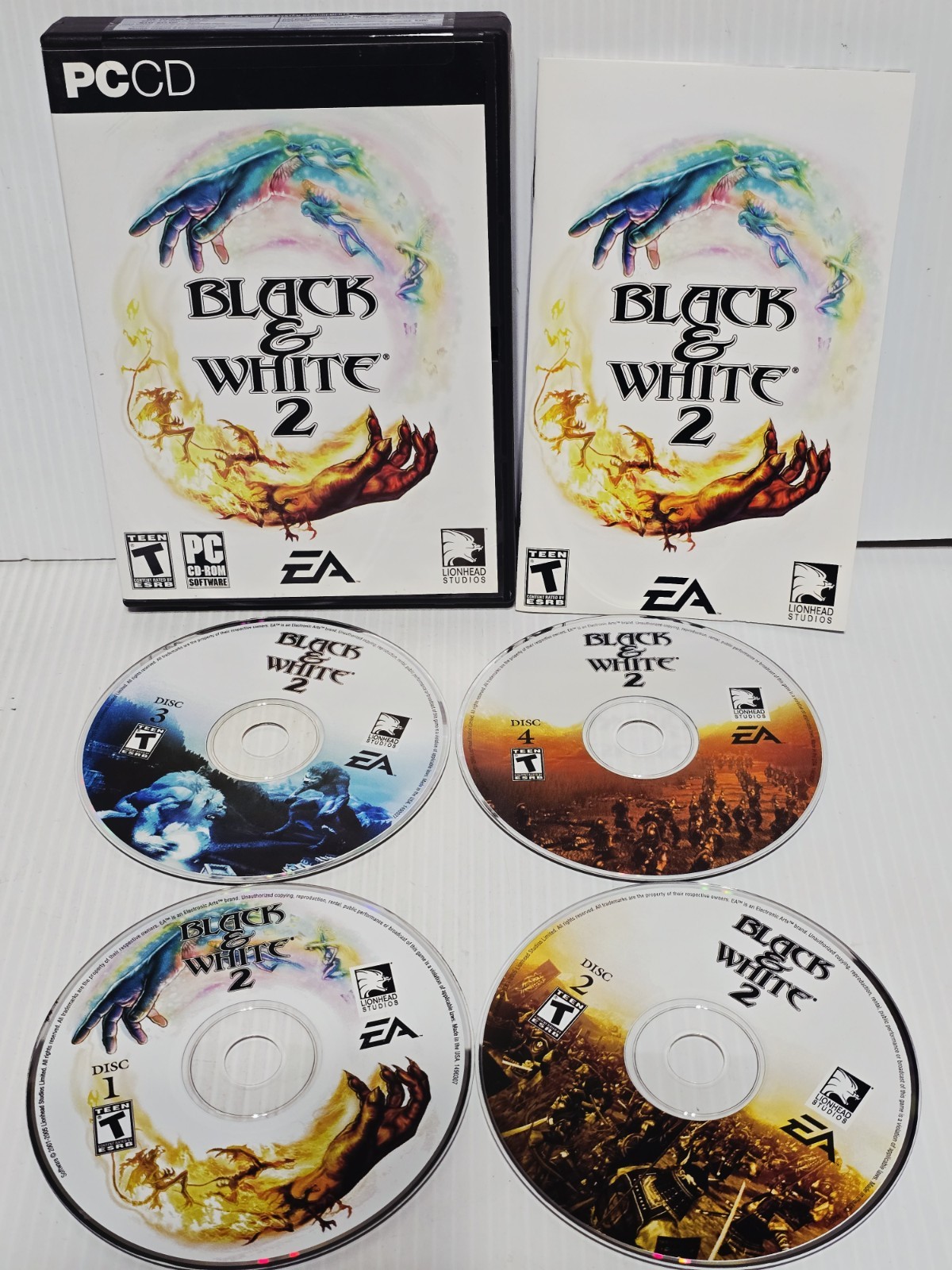 Black & White 2 (PC DVD-ROM, 2005, 4-Disc Set) Complete In Box w/ Instructions