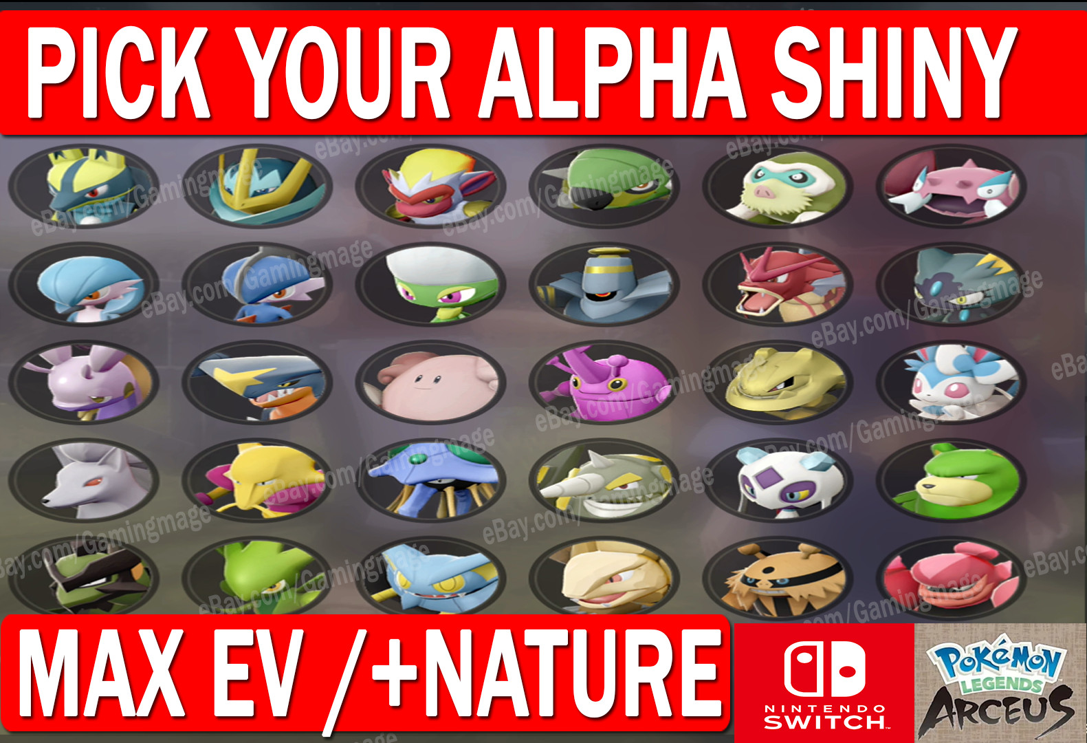 Pokemon Legends Arceus ALPHA SHINY Pokemon MAX EV Battle Ready!!
