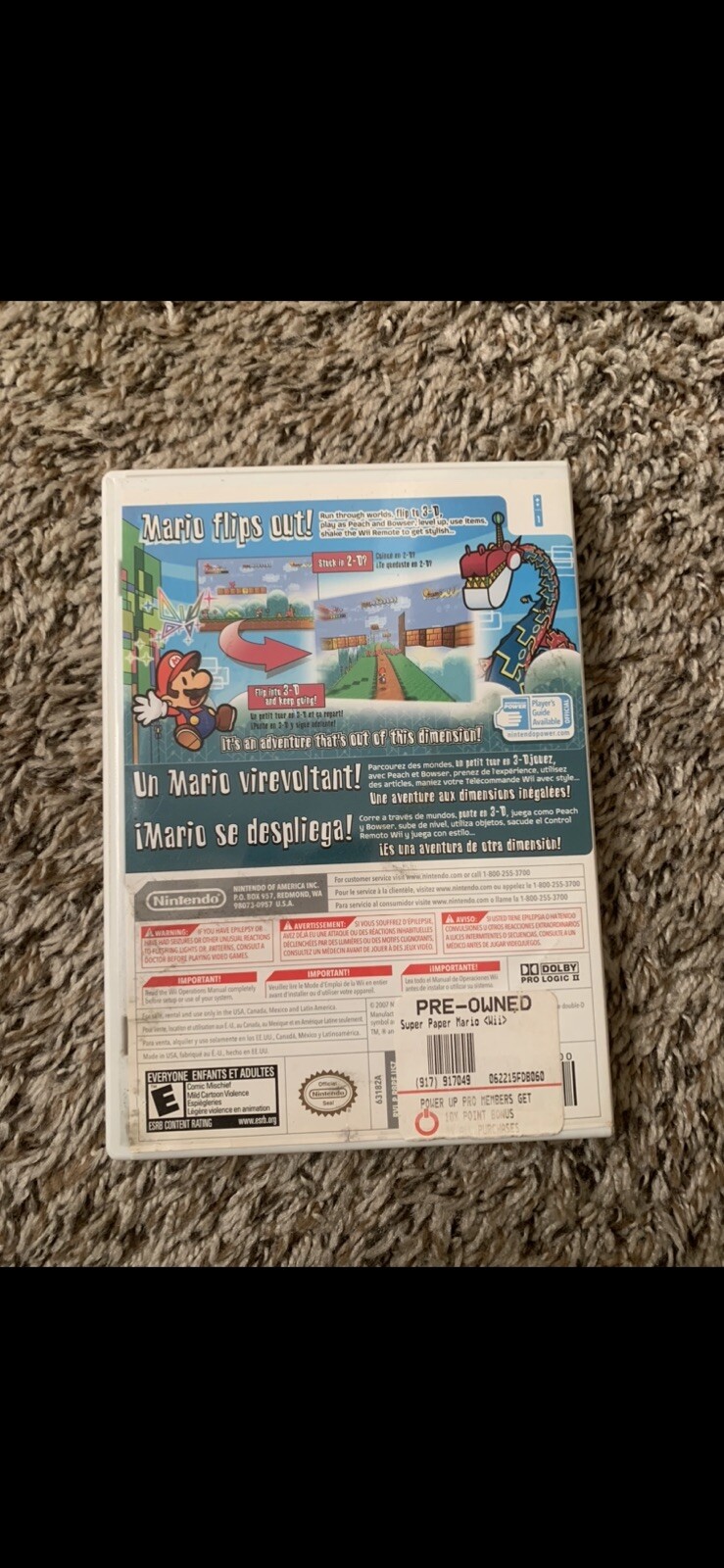 Super Paper Mario – Nintendo Wii CIB UNUSED ORIGINAL ESHOP CODE