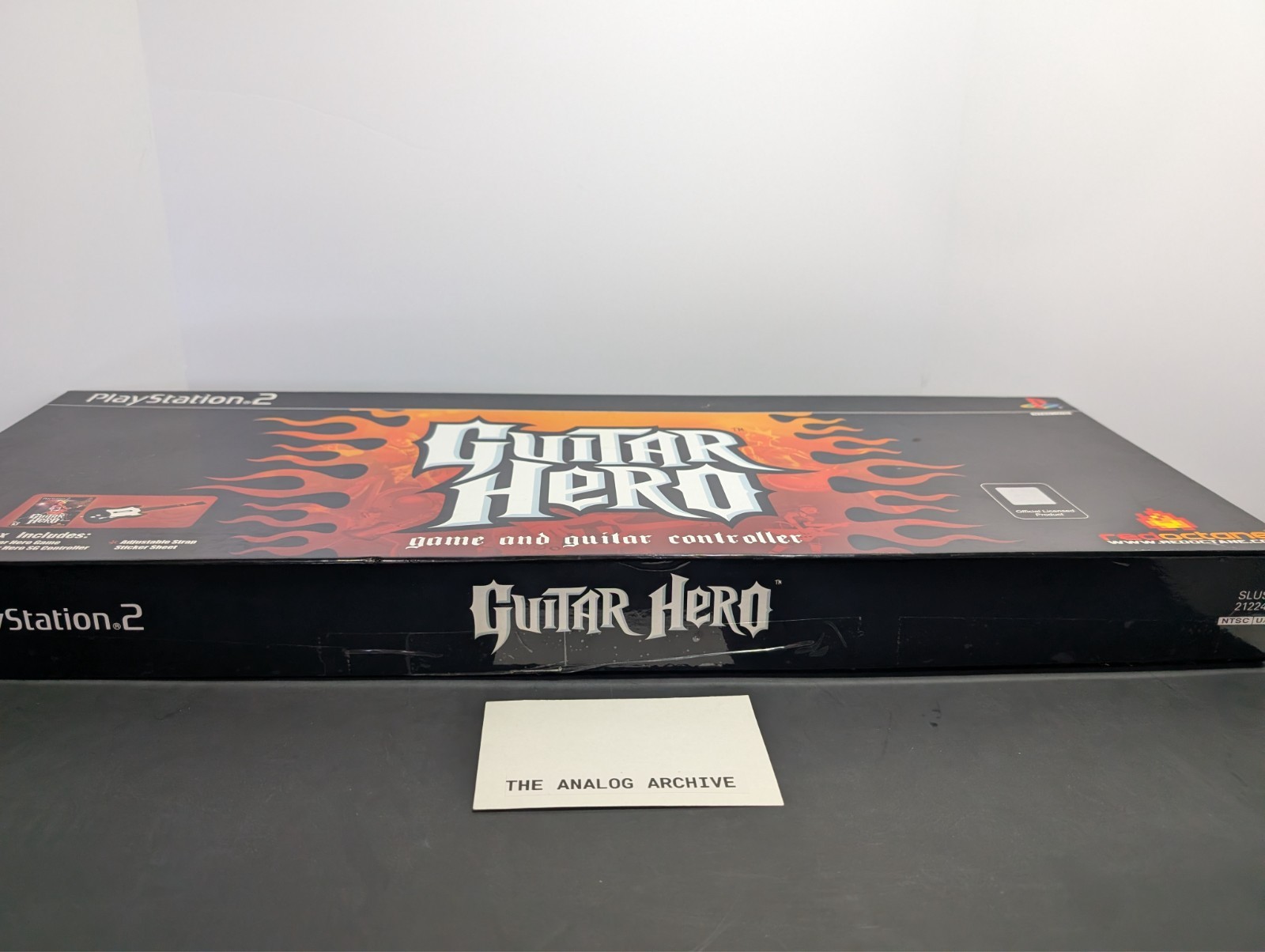 Original Guitar Hero Black Controller & Box with Stickers+Strap – PlayStation 2