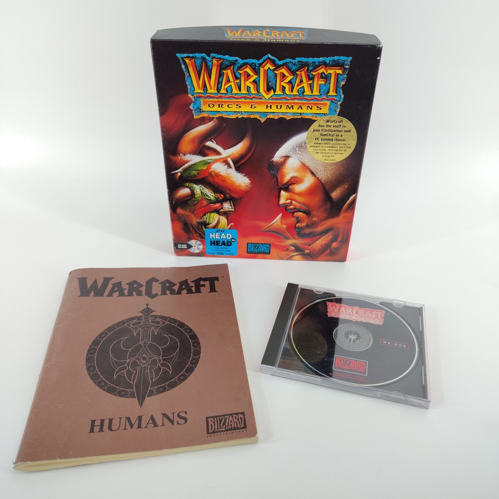 USED – Clam Shell Box – Warcraft: Orcs & Humans Big Box PC Game (1994, Blizzard)