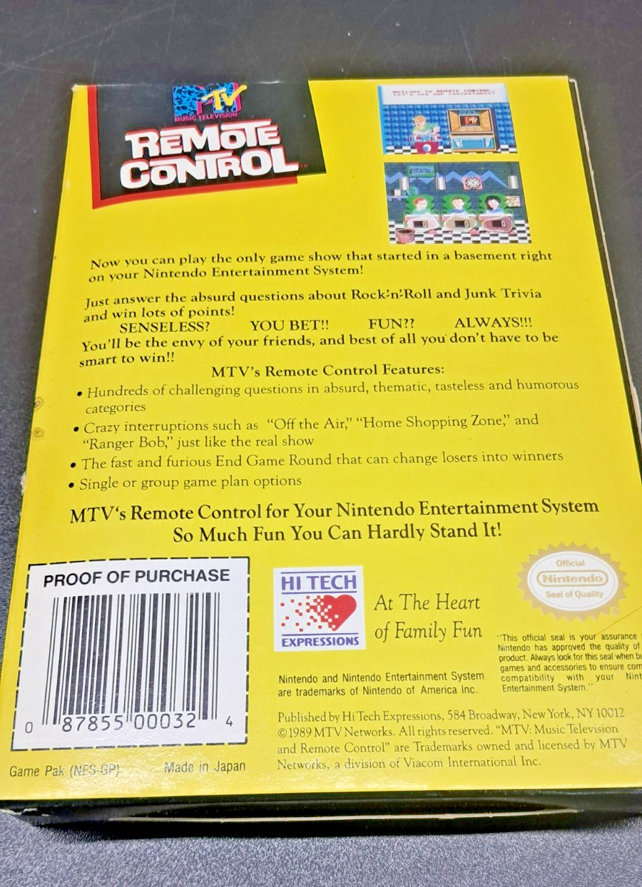 MTV Remote Control for Nintendo NES w/ Manual