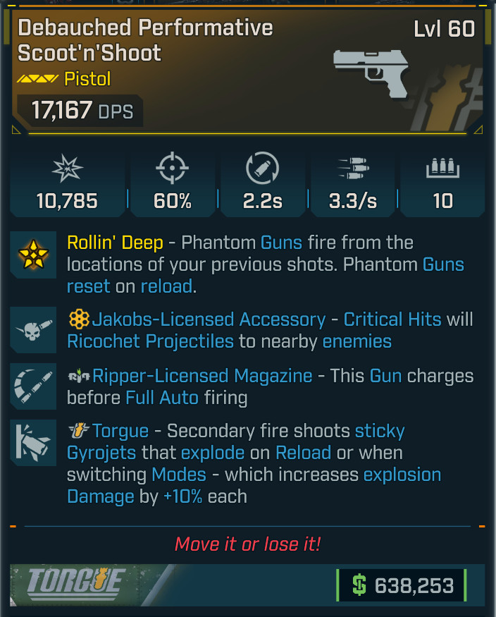 Borderlands 4⭐SCOOT’N’SHOOT PISTOL⭐JAKOBS⭐RIPPER MAG⭐TORGUE STICKY & IMPACT