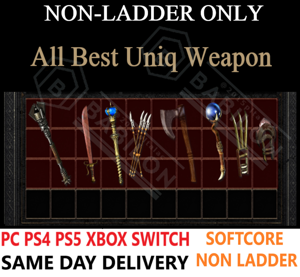 ✅PC PS4 PS5 XBOX SWITCH✅NON-LADDER All Best Weapon DIABLO 2 RESURRECTED D2R ITEM
