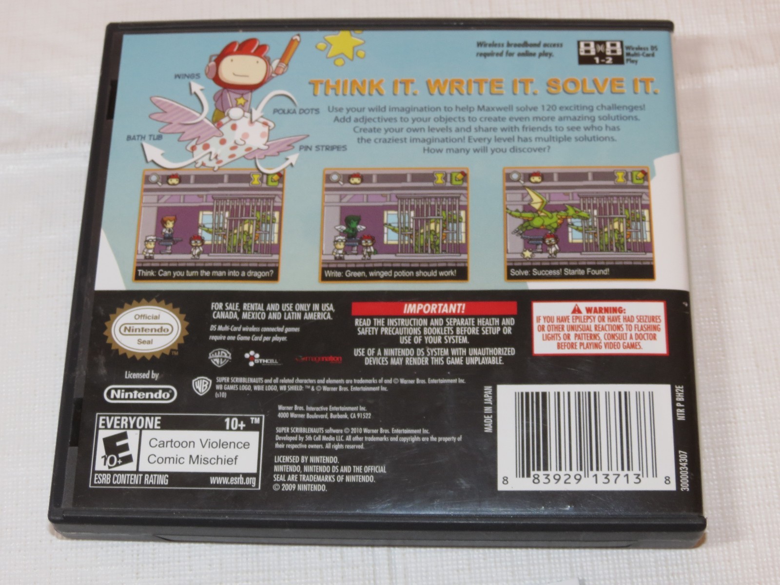Super Scribblenauts Nintendo DS 2010 E10+ Everyone 10+ NTR-BH2E-USA Pre-owned