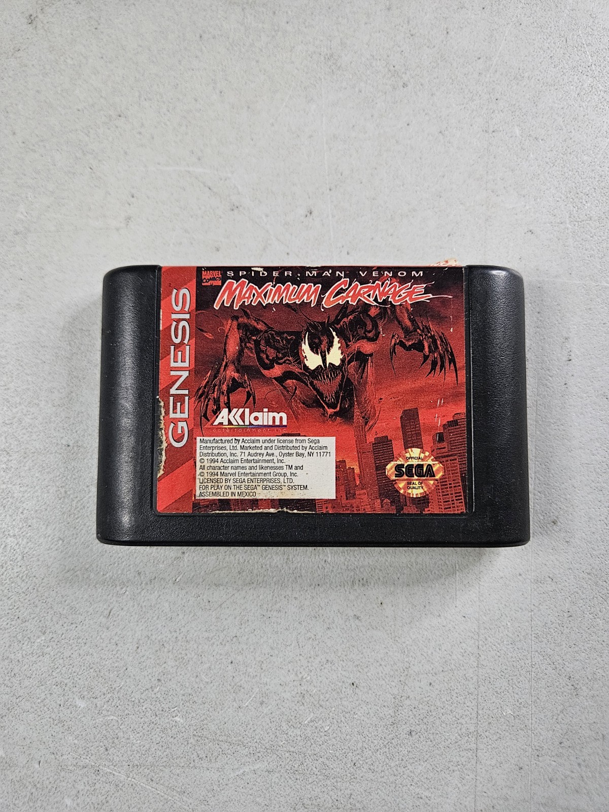 Spider-Man Venom Maximum Carnage Sega Genesis Black Cartridge Tested