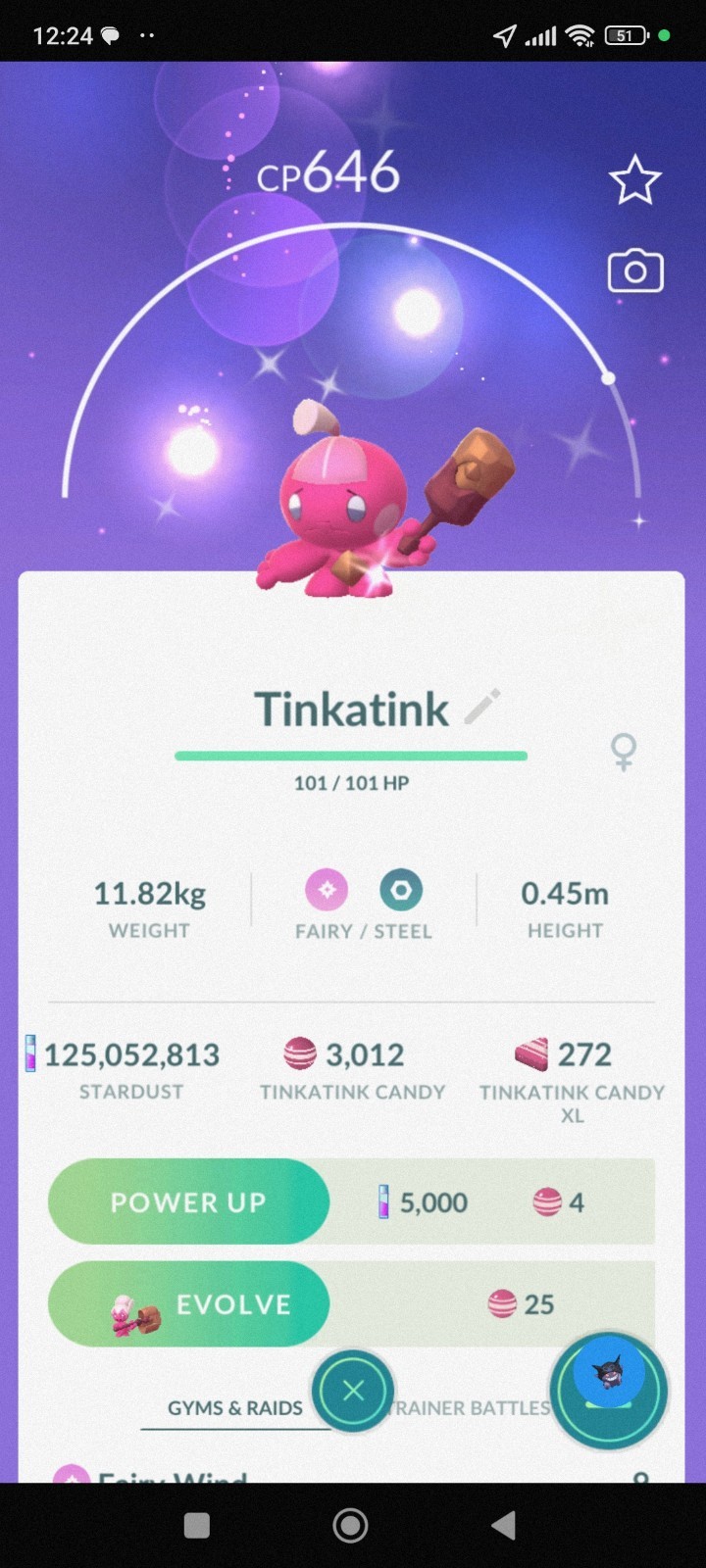 POKÉMON GO Shiny Tinkatink 20k or 80k stardust ( 1 mil trade available )