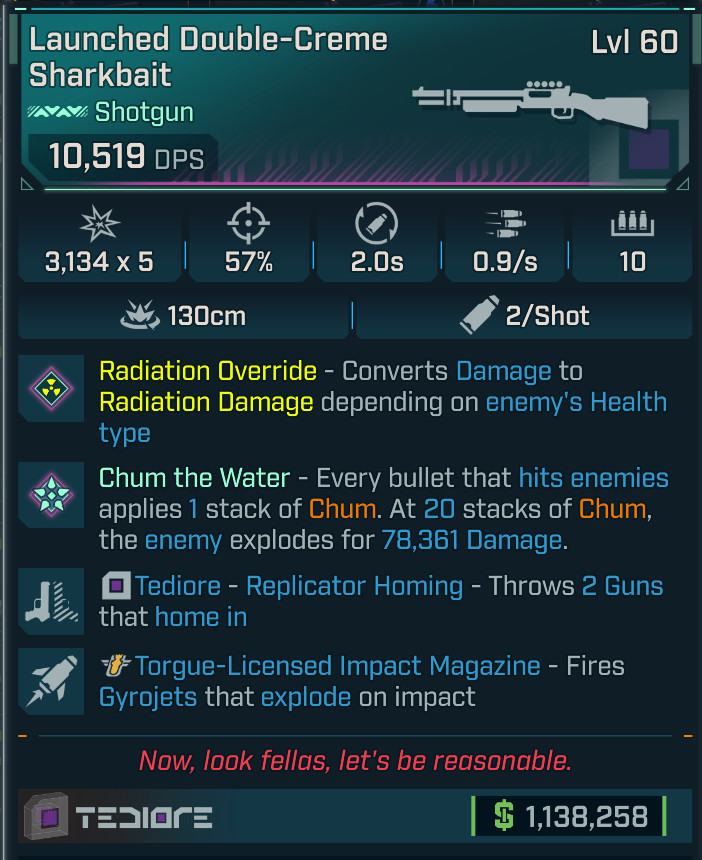 Borderlands 4⭐SHARKBAIT SHOTGUN⭐RADIATION OR⭐REPLI/ HOMING⭐TORGUE IMPACT⭐JAKOBS