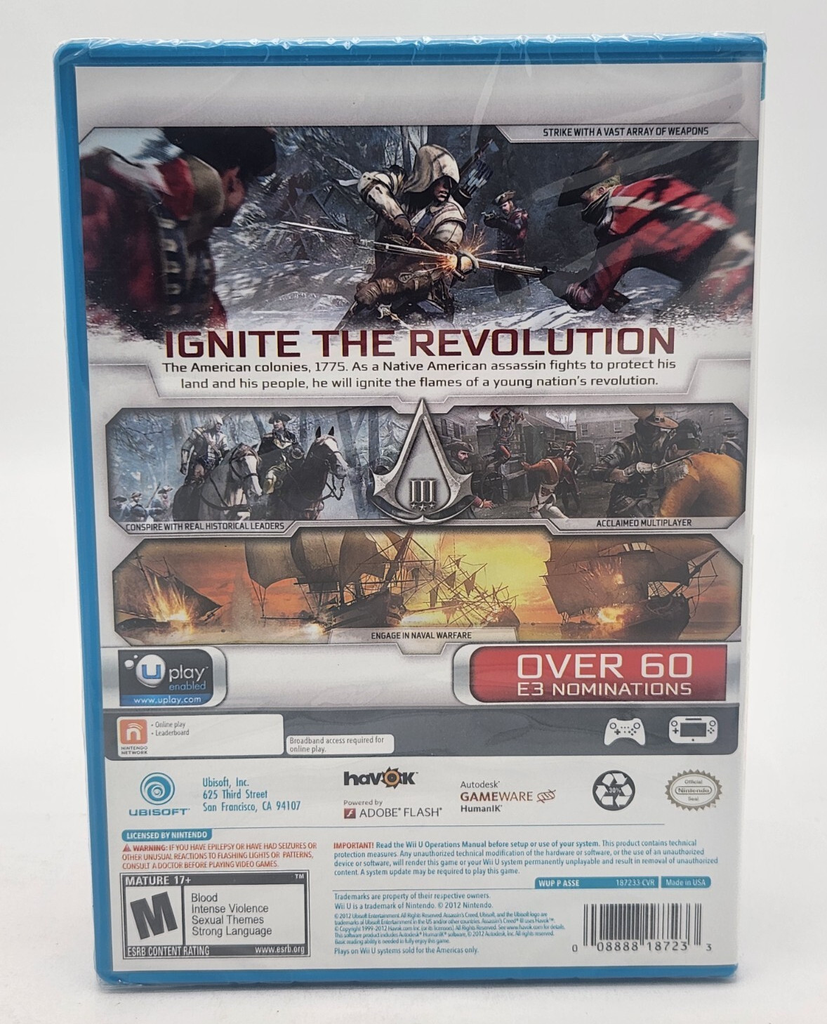Assassin’s Creed III (Nintendo Wii U, 2012) Brand New Factory Sealed US Ver.