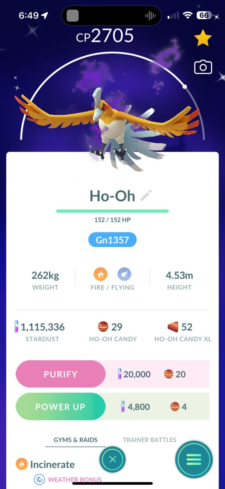 Shiny Purified Ho-oH 30 Days Friendship Available Pokemon TRADE GO