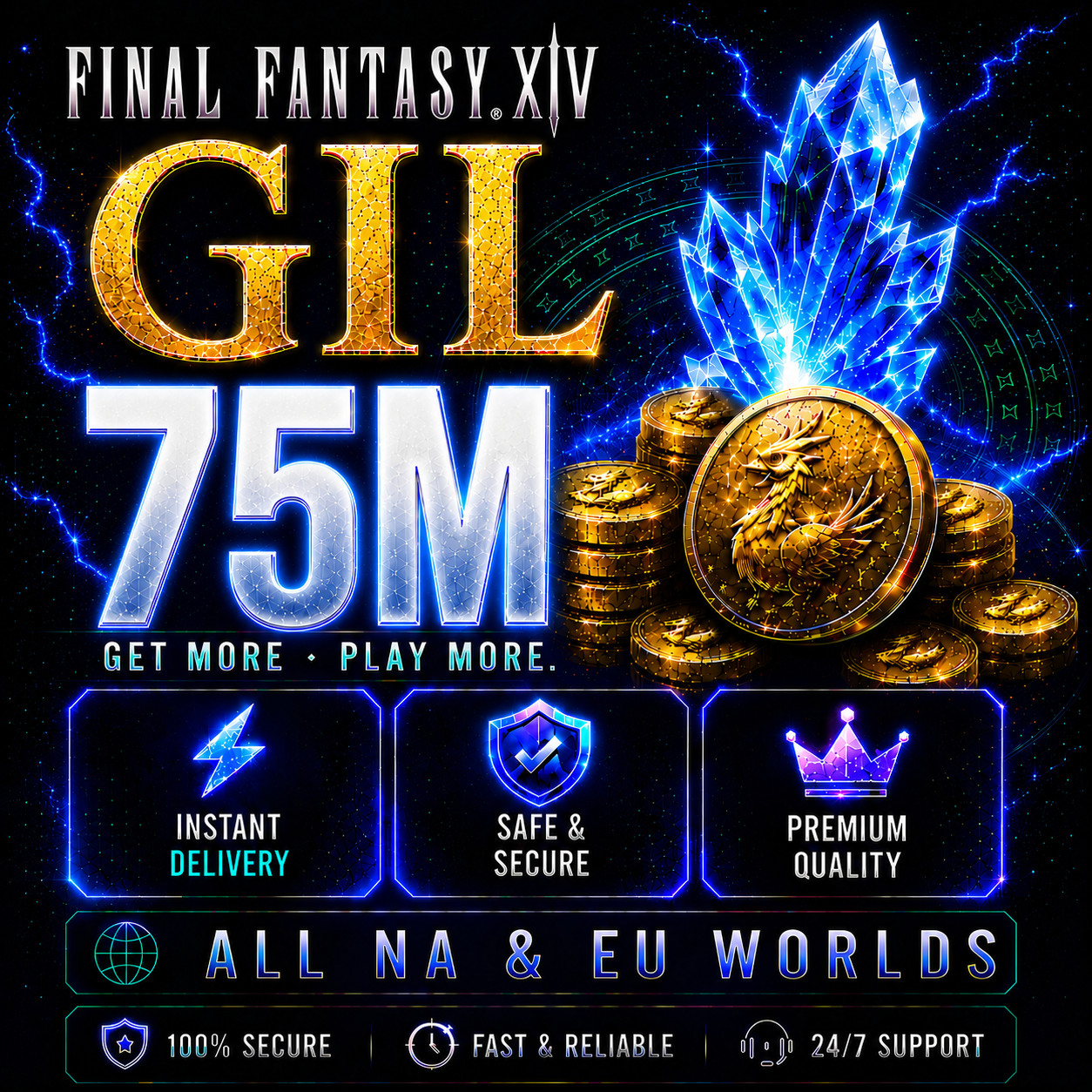 FFXIV Gil Final Fantasy 14 Gil ⭐5% Bonus ⭐ 75M Gil ⭐FF14 Gil | NA & EU