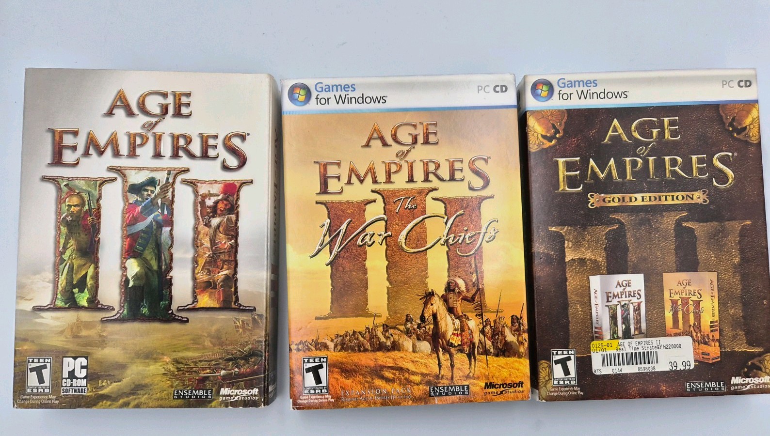Microsoft Age of Empires III with Gold Edition & Sealed War Chiefs Expansions