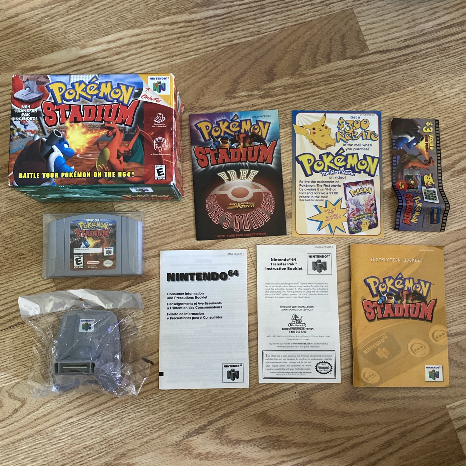 Pokemon Stadium Nintendo 64 N64 Game Complete CIB Manual Big Box Transfer Pak
