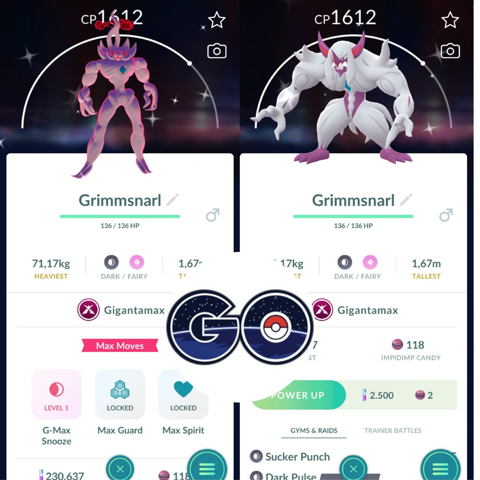 Pokémon Go – Shiny Gigantamax Grimmsnarl – Mini PTC 80k Stardusts