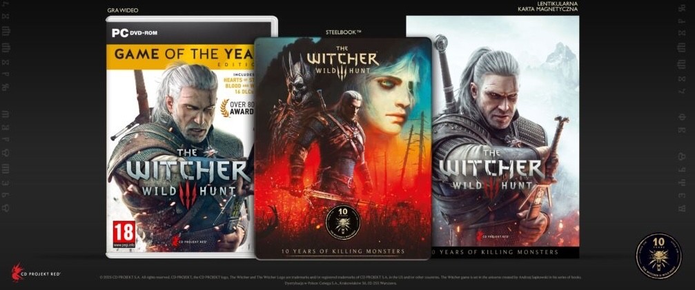 THE WITCHER 3 ANNIVERSARY STEELBOOK EDITION PC DVD 10 YEARS OF KILLING MONSTERS