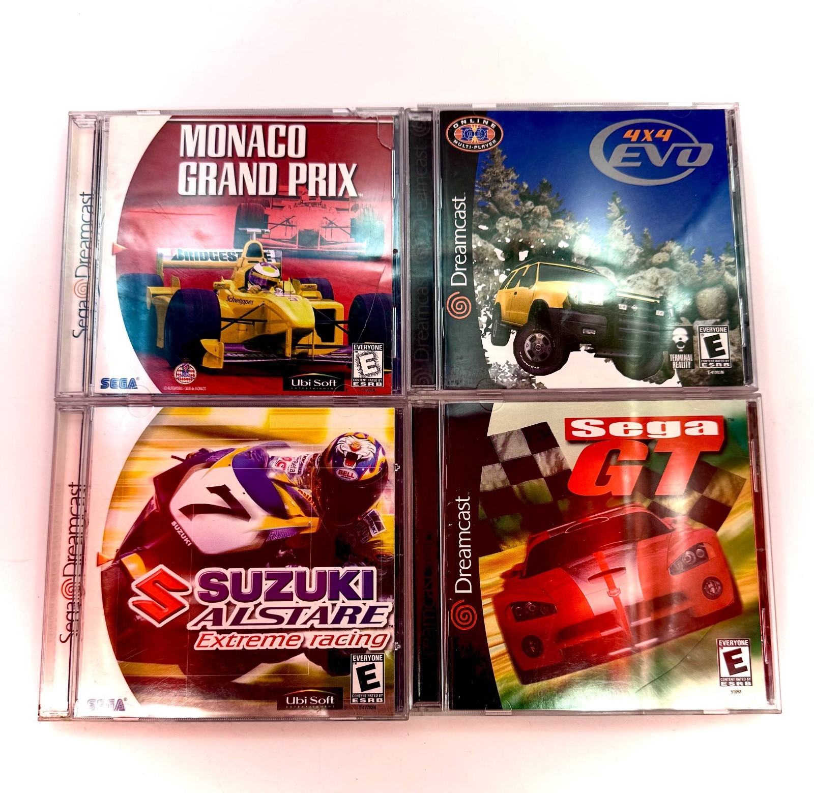 Lot of 4 Sega Dreamcast Racing Games Monaco Grand Prix 4×4 Evo Sega GT Suzuki