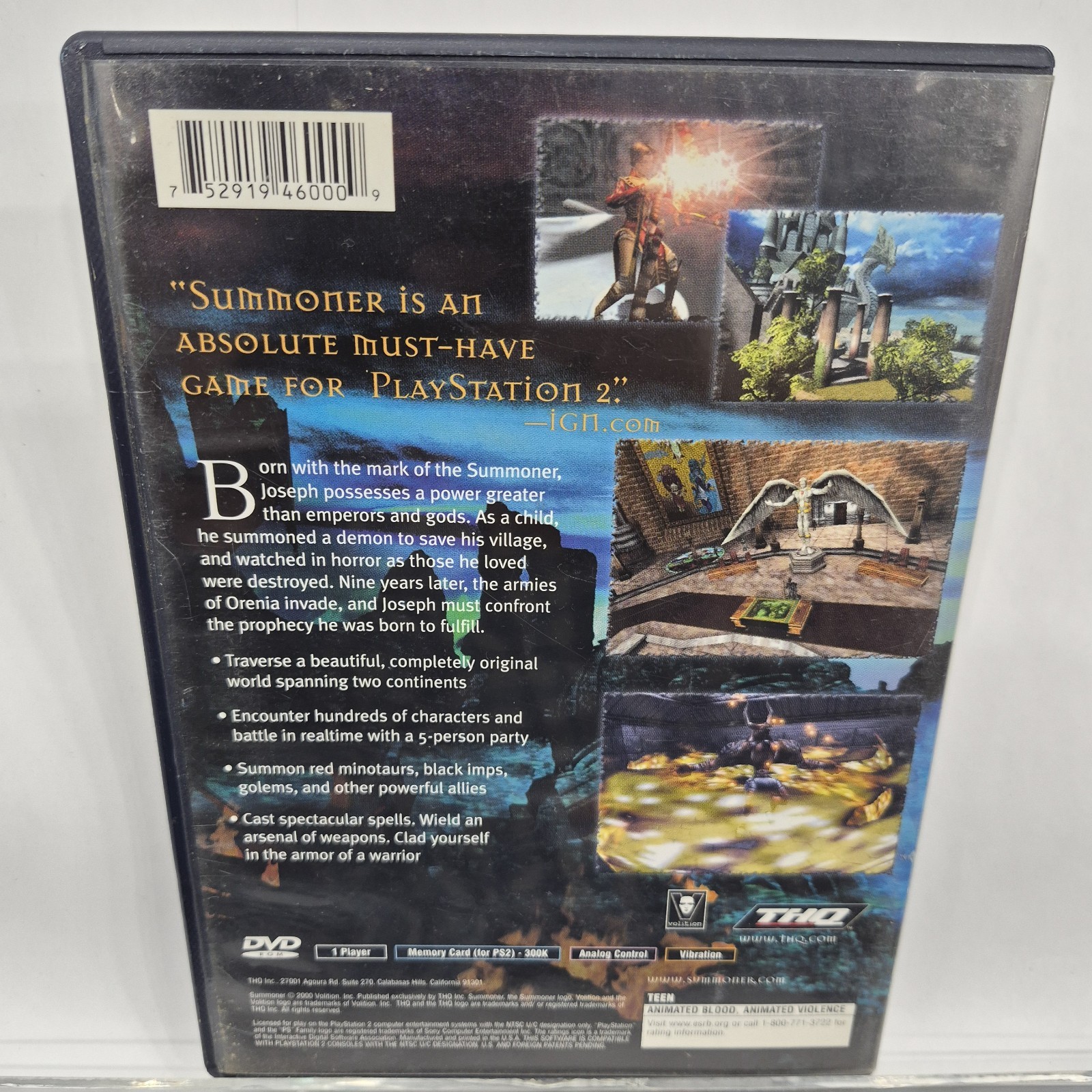 THQ Summoner Sony PlayStation 2 2000 Role Playing T-Teen NTSC-U/C With Manual
