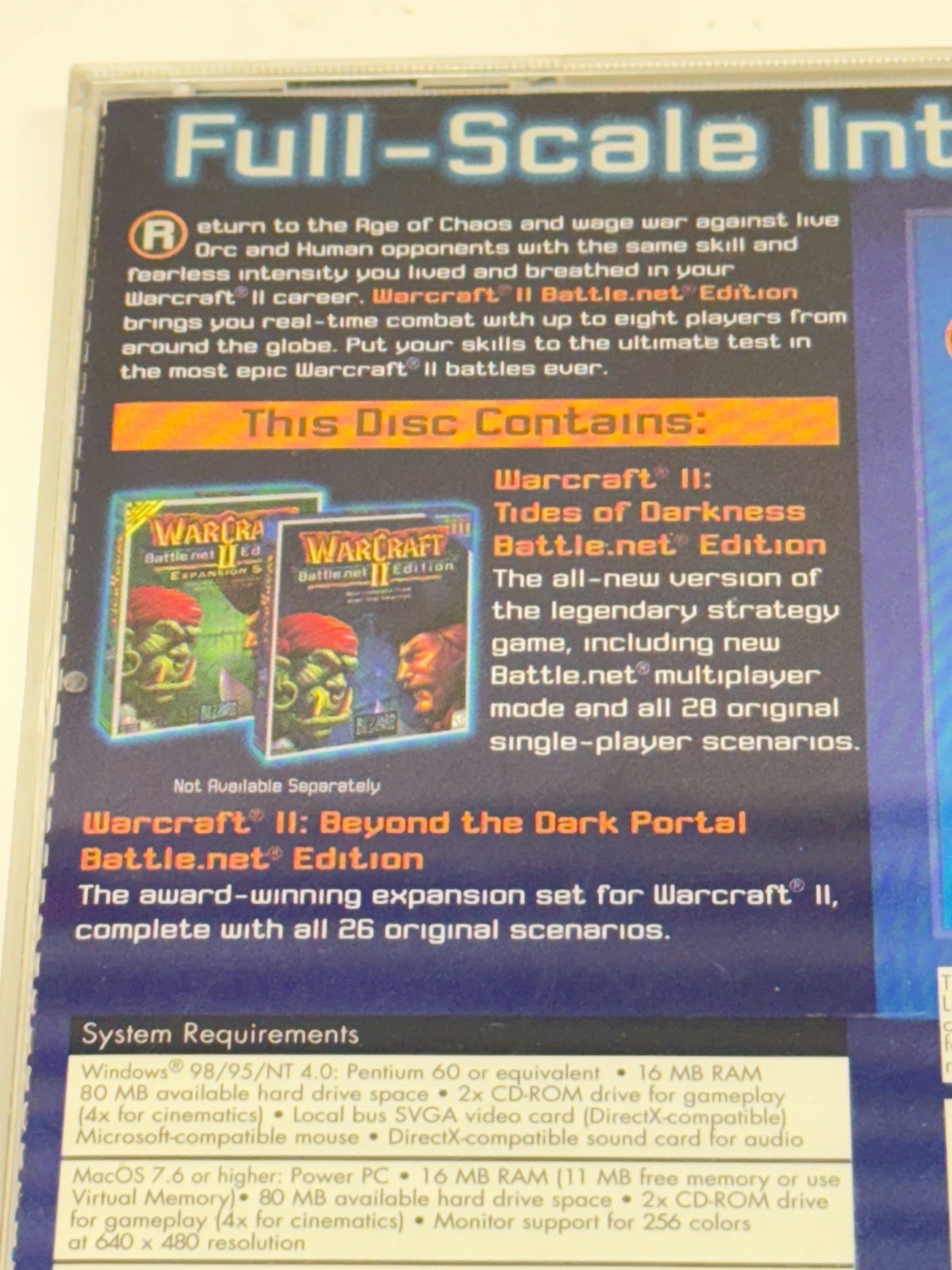 Warcraft II Battle.net Edition PC CD-ROM Blizzard 1999 Jewel Case