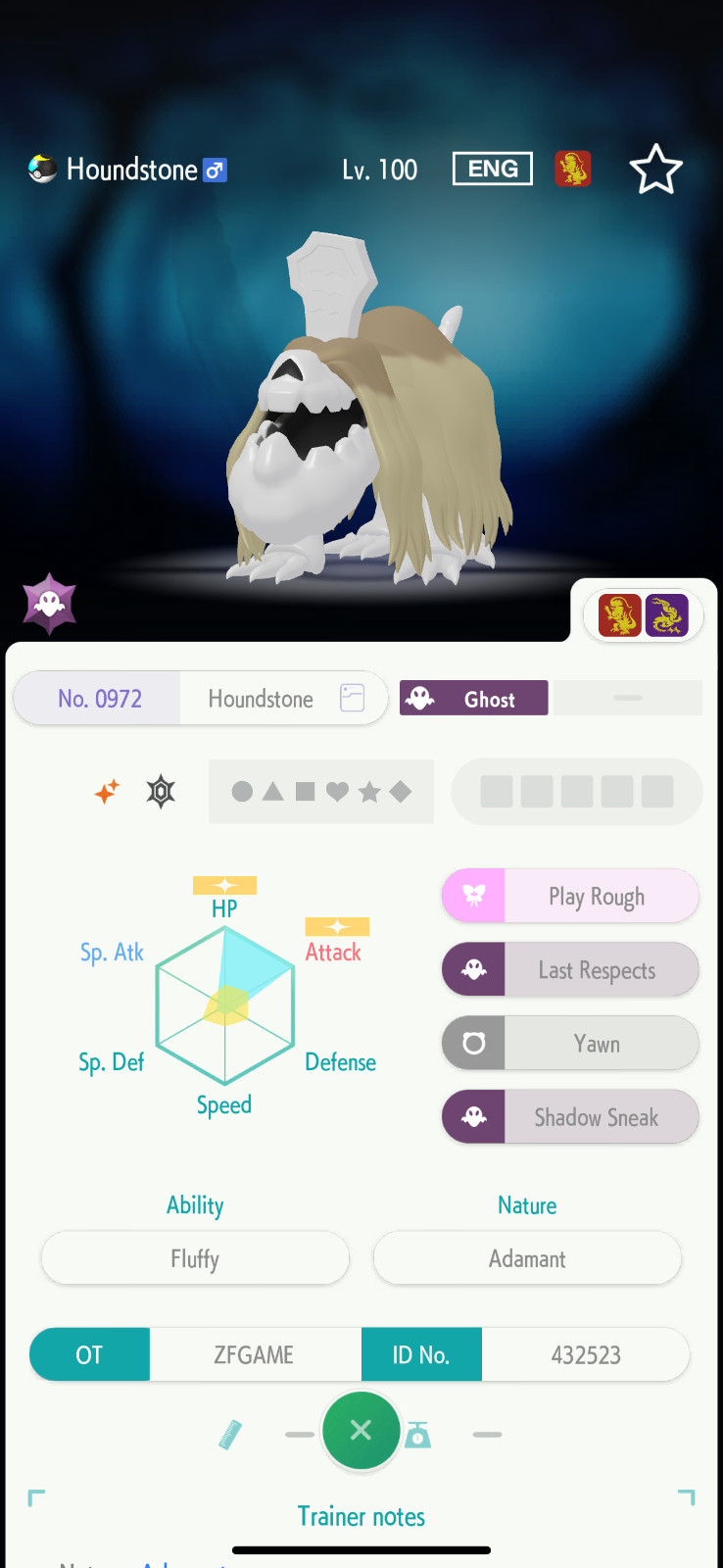 ✨6IV SHINY Houndstone + EVS🚀 POKEMON HOME✨Champions✨Online delivery⚡