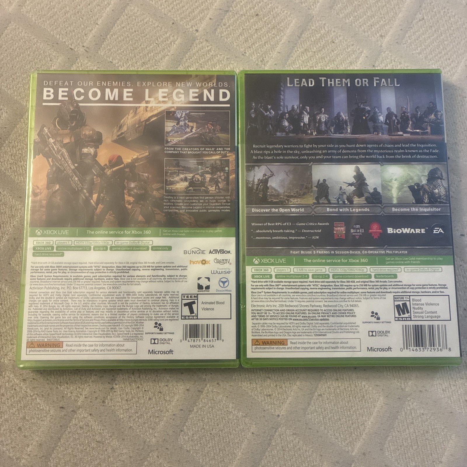 New Factory Sealed Dragon Age Inquisition & Destiny For Xbox 360 Bundle Lot