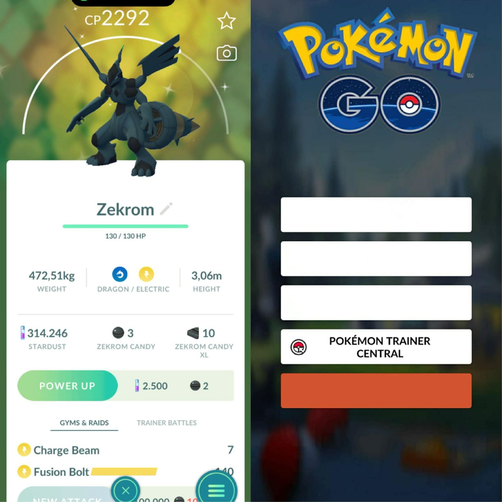 Pokémon Go | Shiny Zekrom ✨ Mini PTC 80k Stardusts